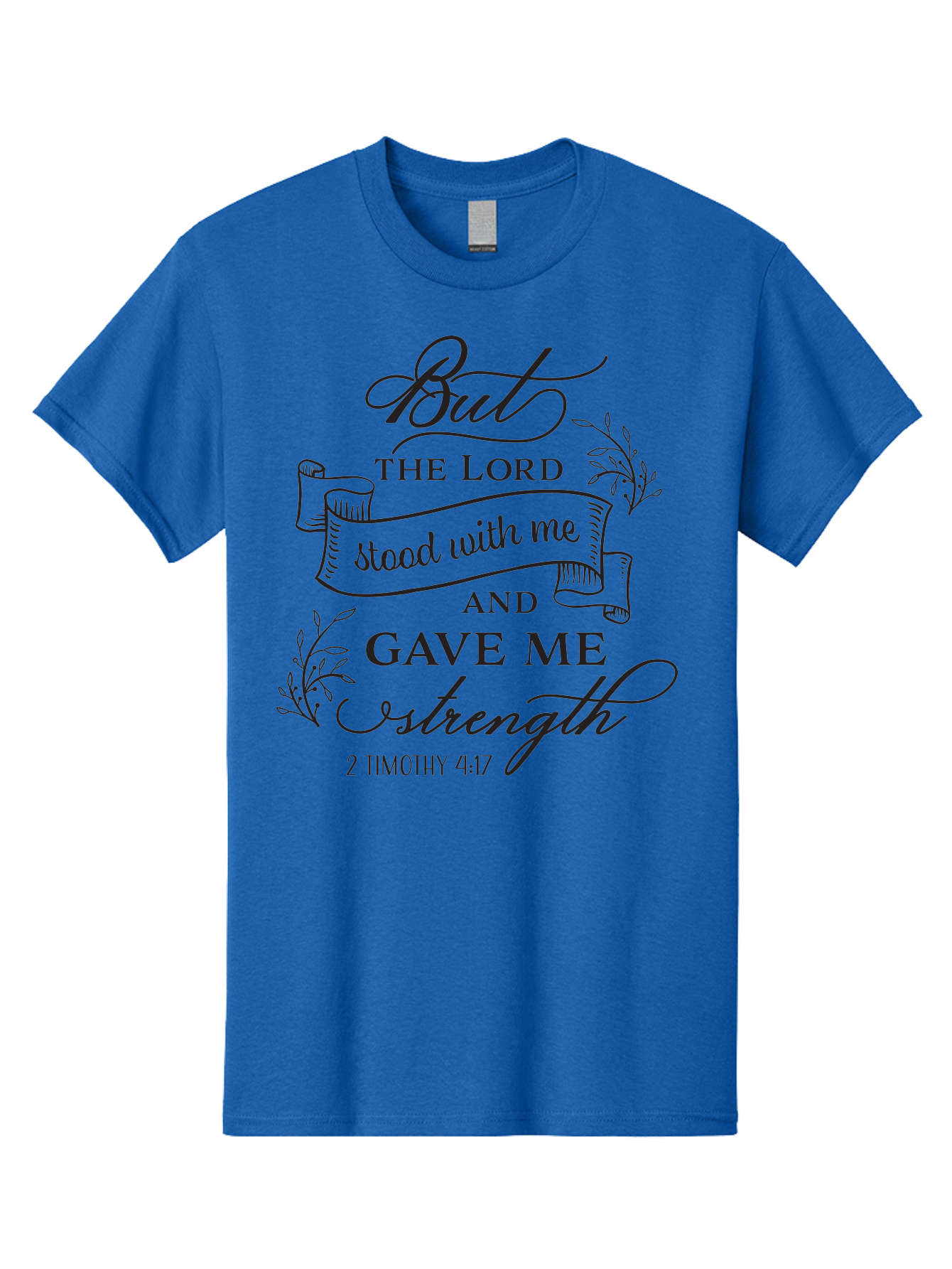 2-Timothy-4-17 Men'S Graphic Tee, 100% Cotton, Comfortable Casual Summer Wear, Machine Washable, Inspirational Quote, Bible Verse, 2 Timothy 4:17, Faith, Motivation, Scripture, Spiritual Guidance, Lord'S Strength, Perseverance Aac445