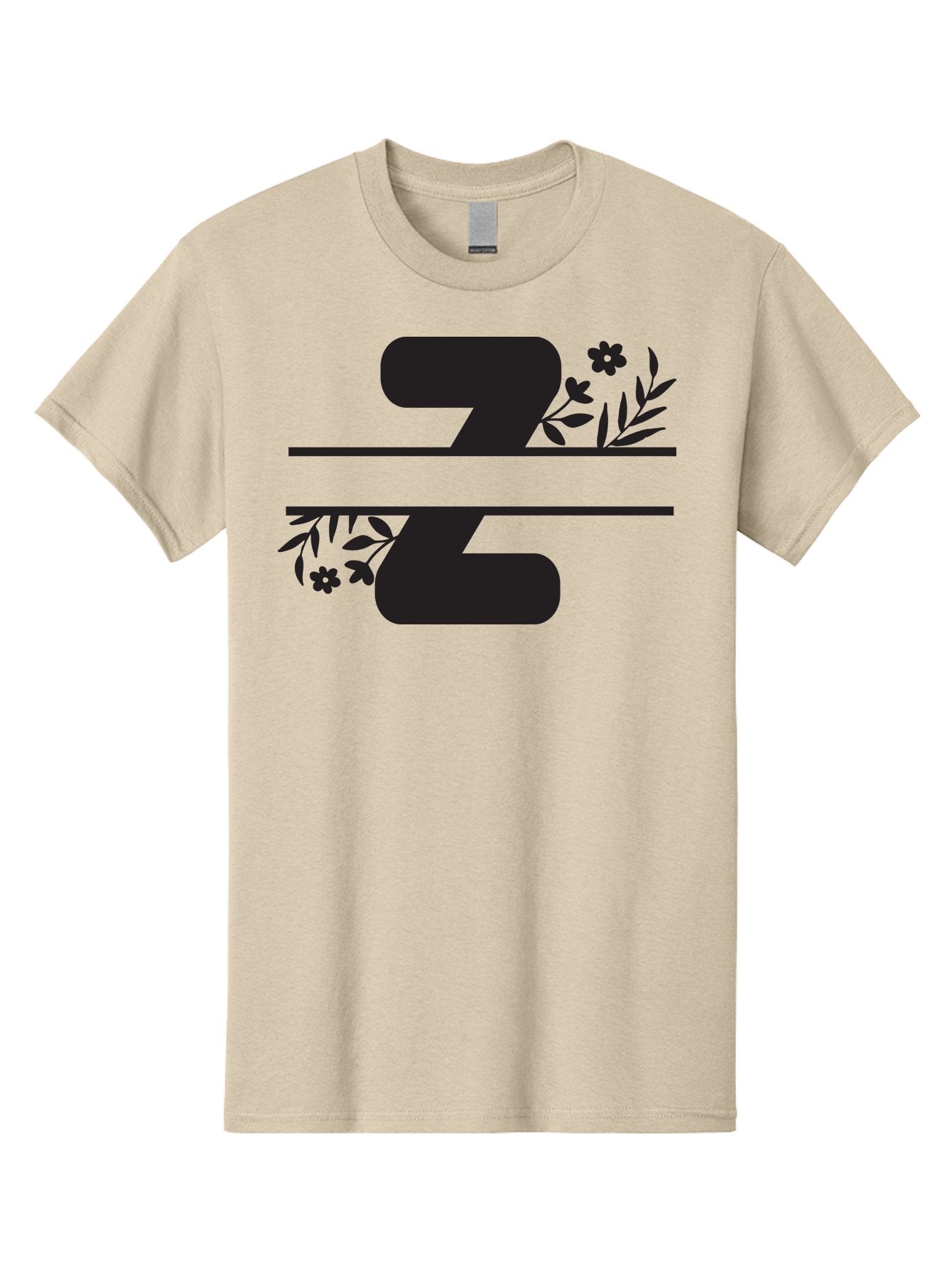 33 Men'S Graphic Tee, 100% Cotton, Comfortable Casual Summer Wear, Machine Washable, Number 33, Floral Design, Leafy Patterns, Flower Motifs, Elegant Typography, Decorative Elements, Black And Green Color Scheme Aac446 3