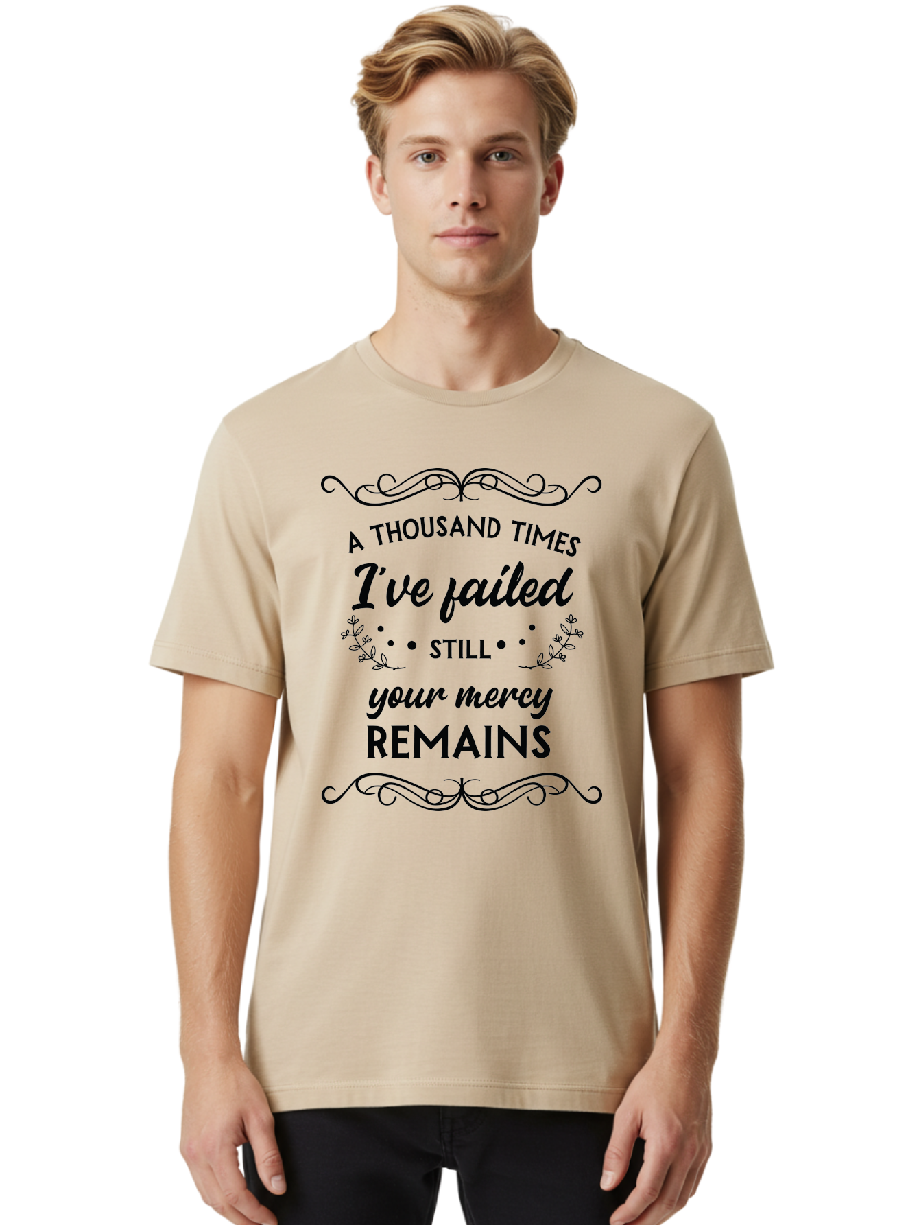 A-Thousand-Times-I-Ve-Failed Men'S Graphic Tee, 100% Cotton, Comfortable Casual Summer Wear, Machine Washable, Inspirational Quote, Motivational Phrase, Faith-Based Message, Perseverance, Hope, Resilience, Forgiveness, Divine Mercy Aac447 14