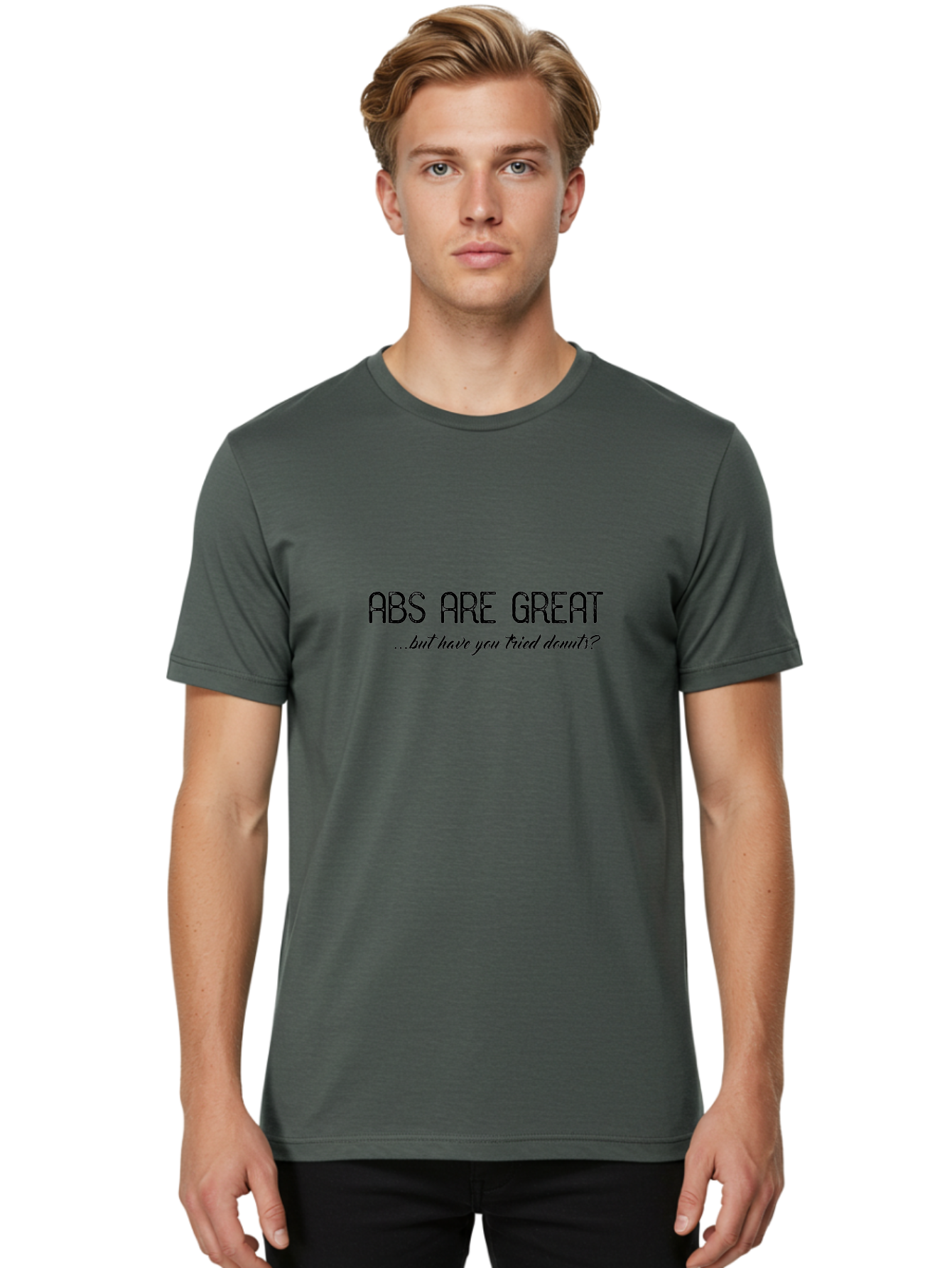 Abs-Are-Great Men'S Graphic Tee, 100% Cotton, Comfortable Casual Summer Wear, Machine Washable, Funny Quote, Humorous Saying, Donut Love, Fitness Humor, Workout Joke, Sweet Treats, Playful Message, Indulgent Humor Aac449 26
