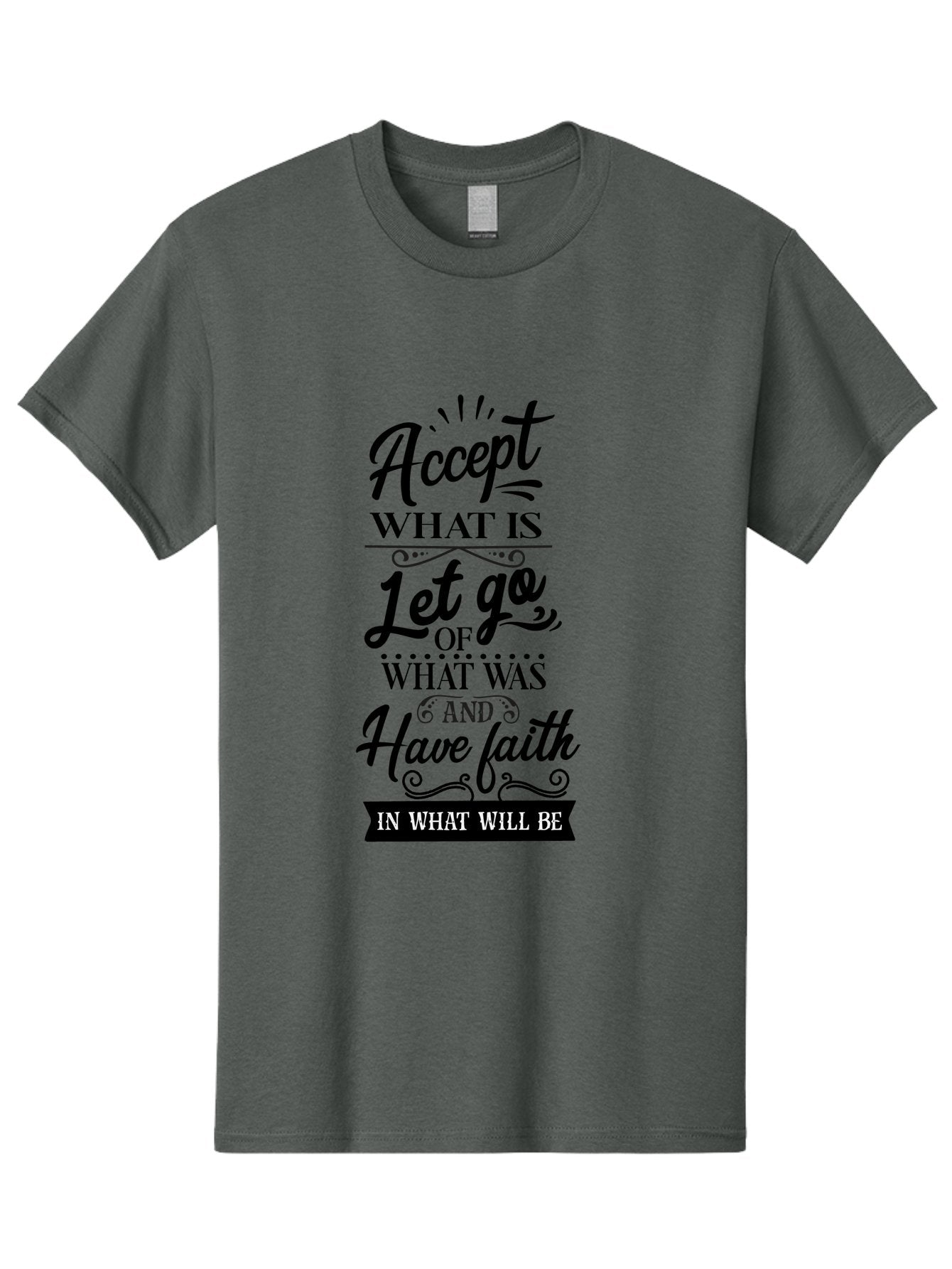 Accept-What-Is Men'S Graphic Tee, 100% Cotton, Comfortable Casual Summer Wear, Machine Washable, Inspirational Quote, Motivational Words, Positive Affirmation, Let Go And Have Faith, Self-Empowerment, Inner Strength, Personal Growth, Accept, Aac450 6
