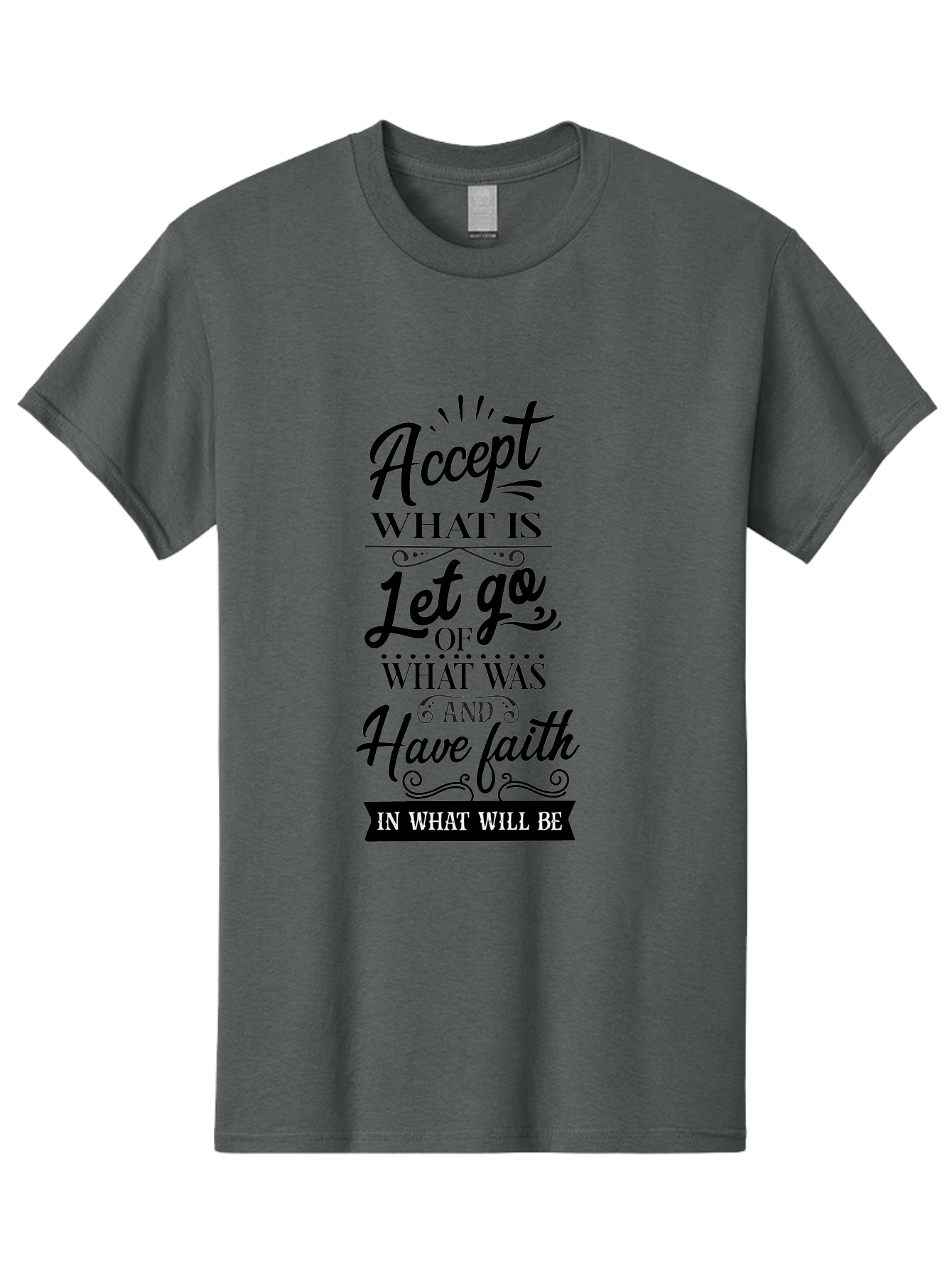 Accept-What-Is Men'S Graphic Tee, 100% Cotton, Comfortable Casual Summer Wear, Machine Washable, Inspirational Quote, Motivational Words, Positive Affirmation, Let Go And Have Faith, Self-Empowerment, Inner Strength, Personal Growth, Accept, Aac450 13