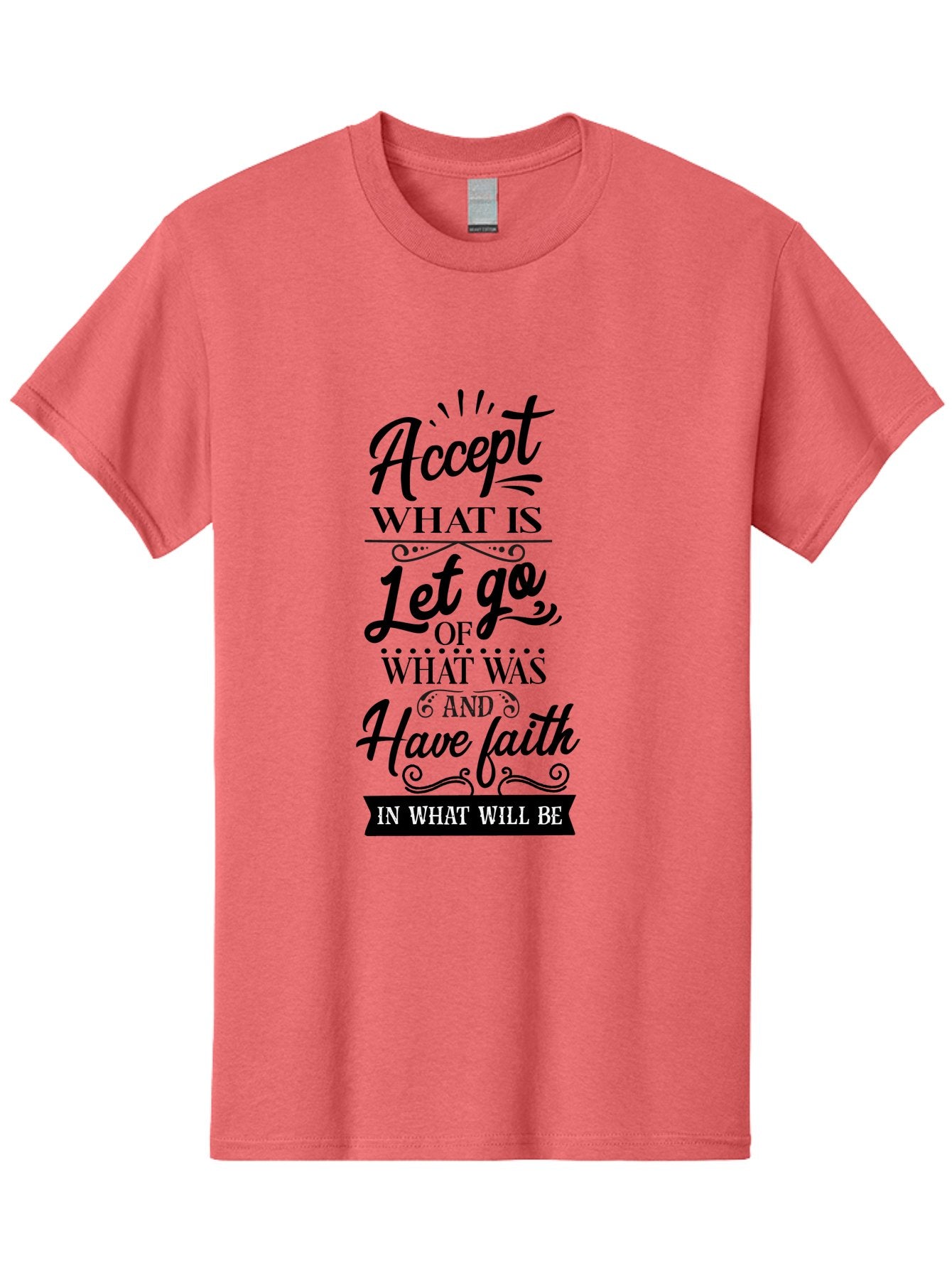 Accept-What-Is Men'S Graphic Tee, 100% Cotton, Comfortable Casual Summer Wear, Machine Washable, Inspirational Quote, Motivational Words, Positive Affirmation, Let Go And Have Faith, Self-Empowerment, Inner Strength, Personal Growth, Accept, Aac450 7
