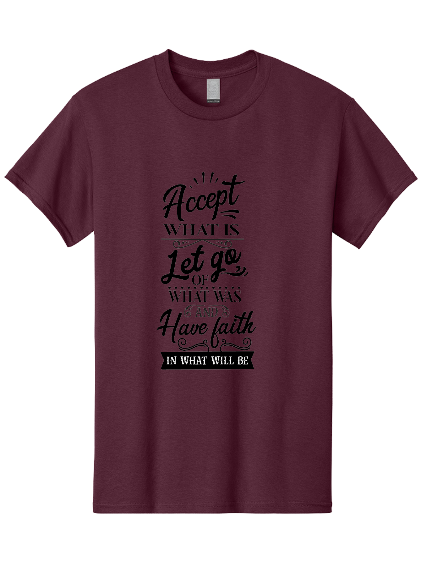 Accept-What-Is Men'S Graphic Tee, 100% Cotton, Comfortable Casual Summer Wear, Machine Washable, Inspirational Quote, Motivational Words, Positive Affirmation, Let Go And Have Faith, Self-Empowerment, Inner Strength, Personal Growth, Accept, Aac450 29