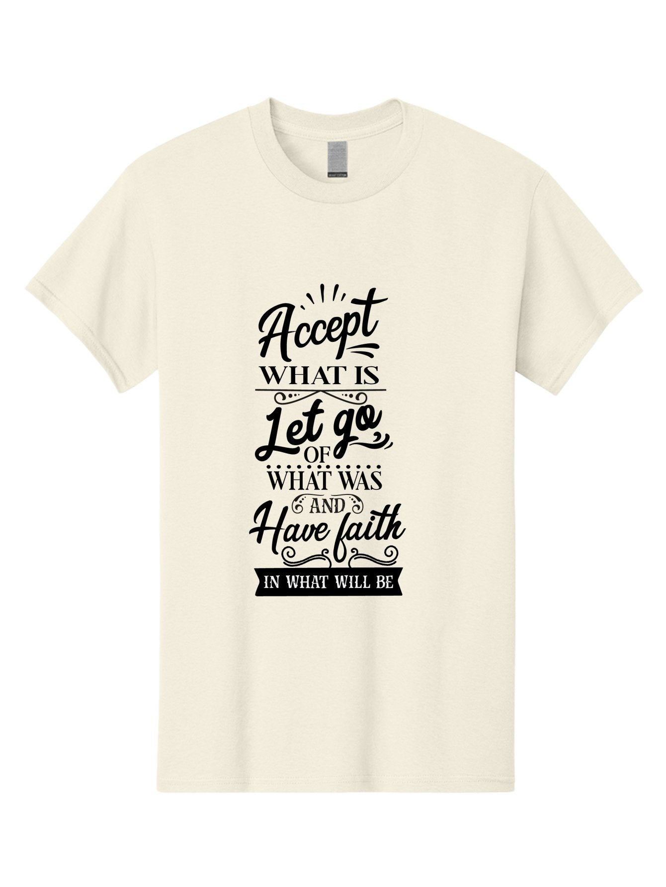 Accept-What-Is Men'S Graphic Tee, 100% Cotton, Comfortable Casual Summer Wear, Machine Washable, Inspirational Quote, Motivational Words, Positive Affirmation, Let Go And Have Faith, Self-Empowerment, Inner Strength, Personal Growth, Accept, Aac450 9