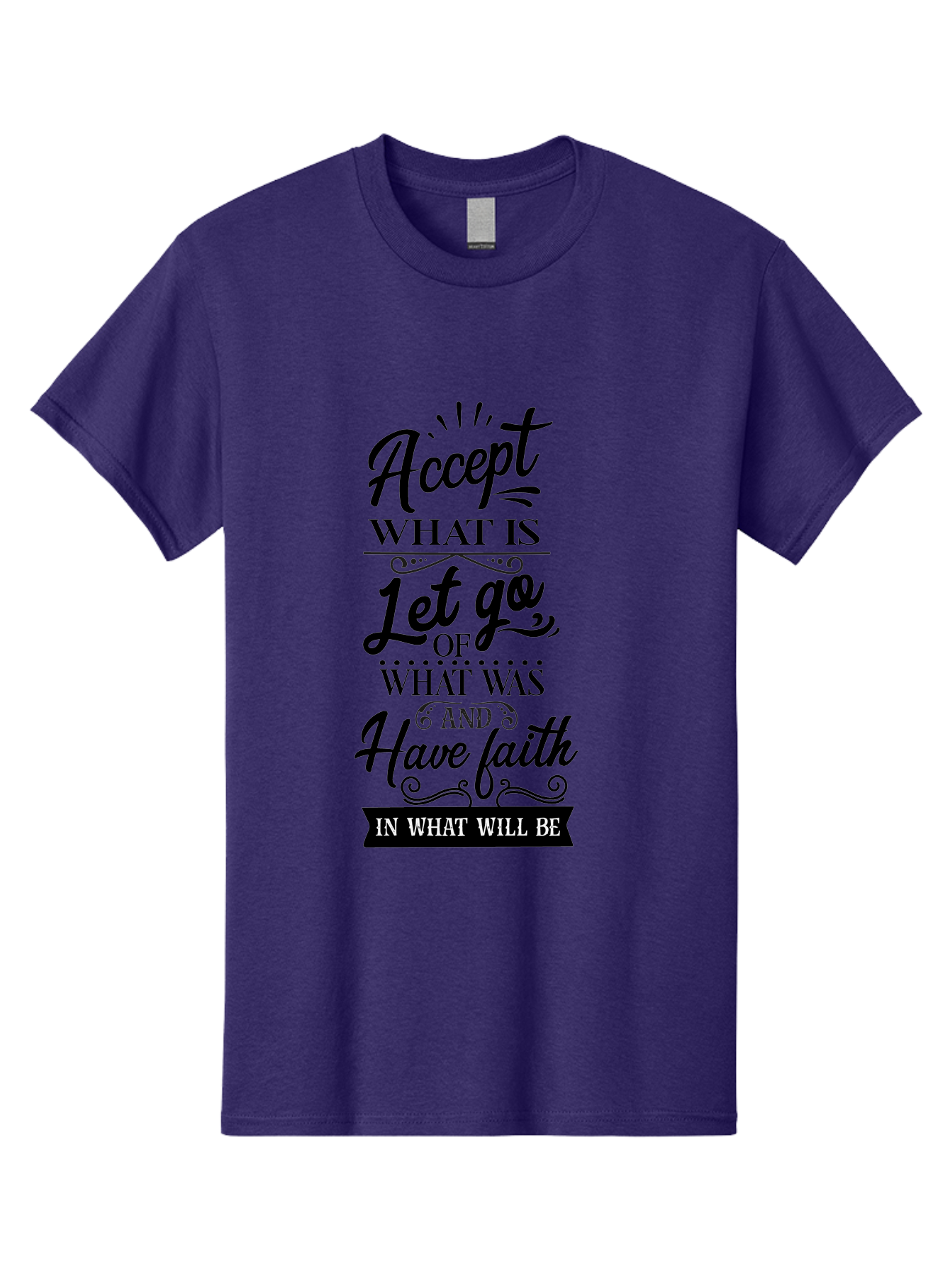 Accept-What-Is Men'S Graphic Tee, 100% Cotton, Comfortable Casual Summer Wear, Machine Washable, Inspirational Quote, Motivational Words, Positive Affirmation, Let Go And Have Faith, Self-Empowerment, Inner Strength, Personal Growth, Accept, Aac450