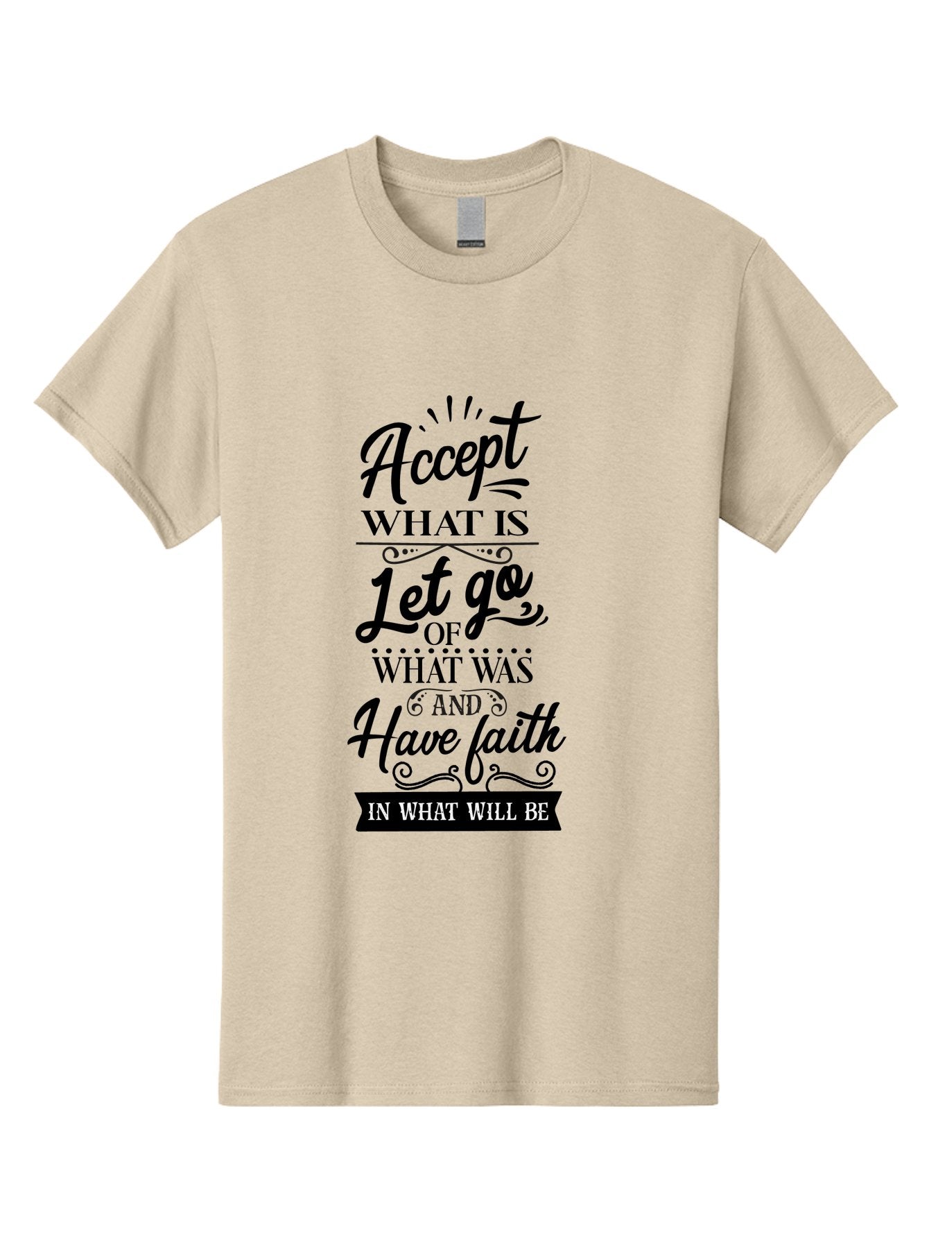 Accept-What-Is Men'S Graphic Tee, 100% Cotton, Comfortable Casual Summer Wear, Machine Washable, Inspirational Quote, Motivational Words, Positive Affirmation, Let Go And Have Faith, Self-Empowerment, Inner Strength, Personal Growth, Accept, Aac450 12