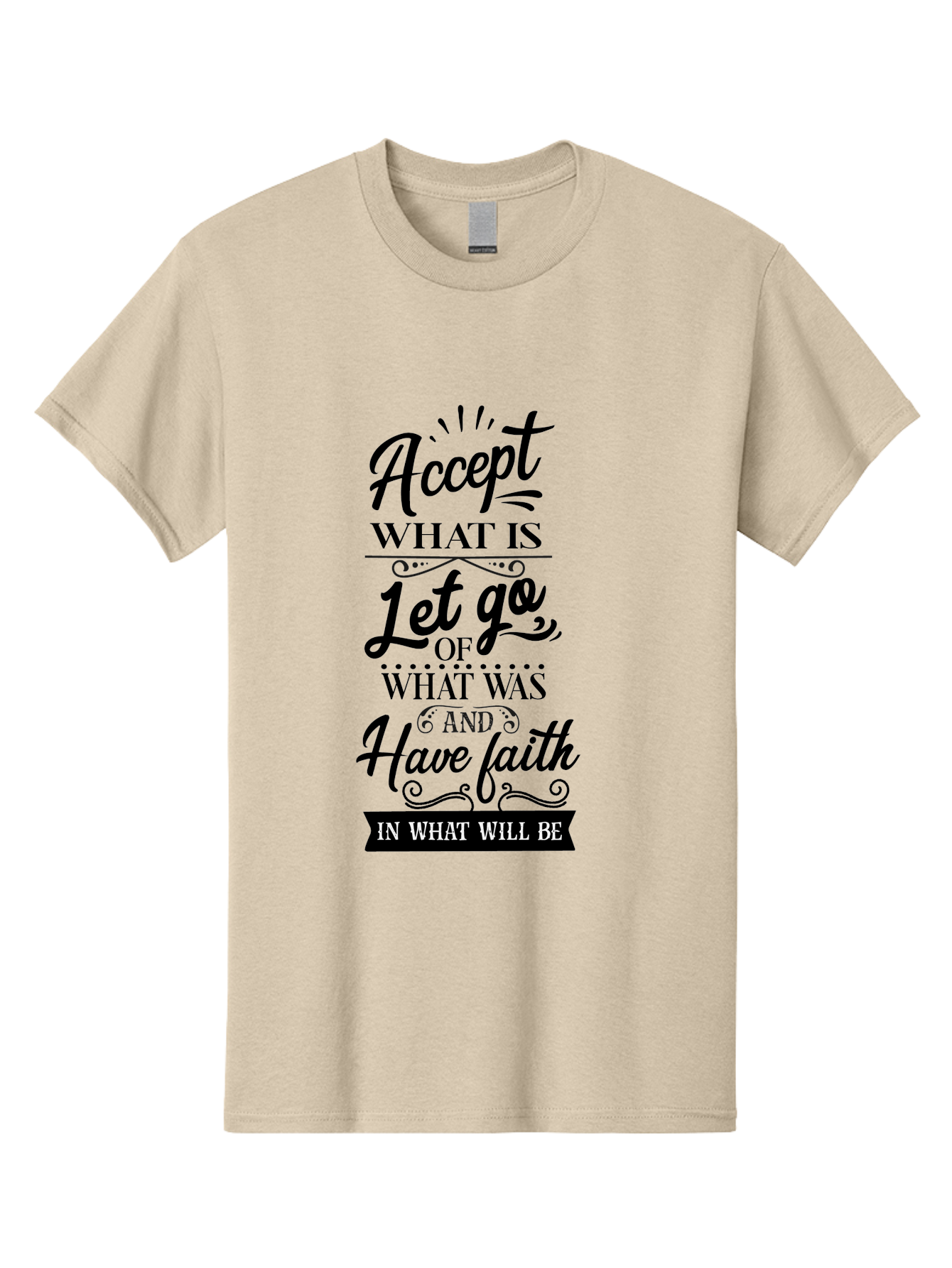 Accept-What-Is Men'S Graphic Tee, 100% Cotton, Comfortable Casual Summer Wear, Machine Washable, Inspirational Quote, Motivational Words, Positive Affirmation, Let Go And Have Faith, Self-Empowerment, Inner Strength, Personal Growth, Accept, Aac450 5