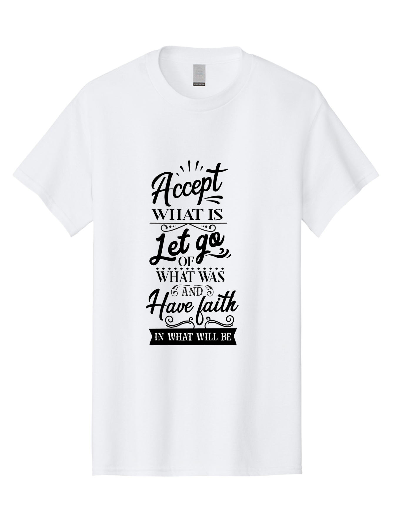 Accept-What-Is Men'S Graphic Tee, 100% Cotton, Comfortable Casual Summer Wear, Machine Washable, Inspirational Quote, Motivational Words, Positive Affirmation, Let Go And Have Faith, Self-Empowerment, Inner Strength, Personal Growth, Accept, Aac450 7