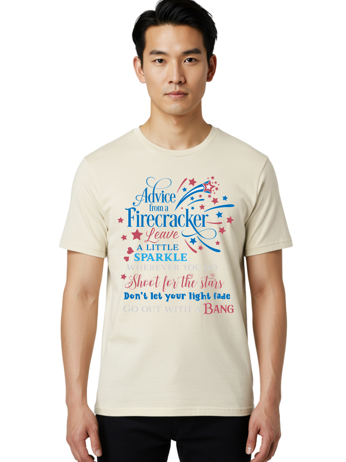 Advice-From-Firecracker Men'S Graphic Tee, 100% Cotton, Comfortable Casual Summer Wear, Machine Washable, Inspirational Quotes, Motivational Words, Positive Affirmations, Sparkle, Firecracker Advice, Life Guidance, Motivational Phrases, Aac452 10