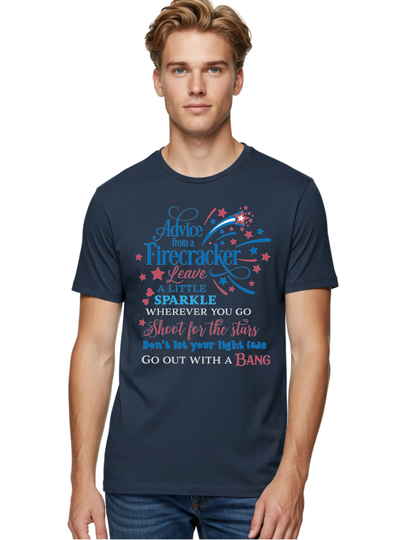 Advice-From-Firecracker Men'S Graphic Tee, 100% Cotton, Comfortable Casual Summer Wear, Machine Washable, Inspirational Quotes, Motivational Words, Positive Affirmations, Sparkle, Firecracker Advice, Life Guidance, Motivational Phrases, Aac452