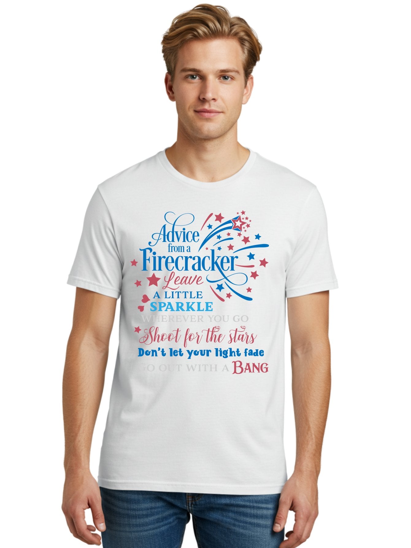 Advice-From-Firecracker Men'S Graphic Tee, 100% Cotton, Comfortable Casual Summer Wear, Machine Washable, Inspirational Quotes, Motivational Words, Positive Affirmations, Sparkle, Firecracker Advice, Life Guidance, Motivational Phrases, Aac452 27