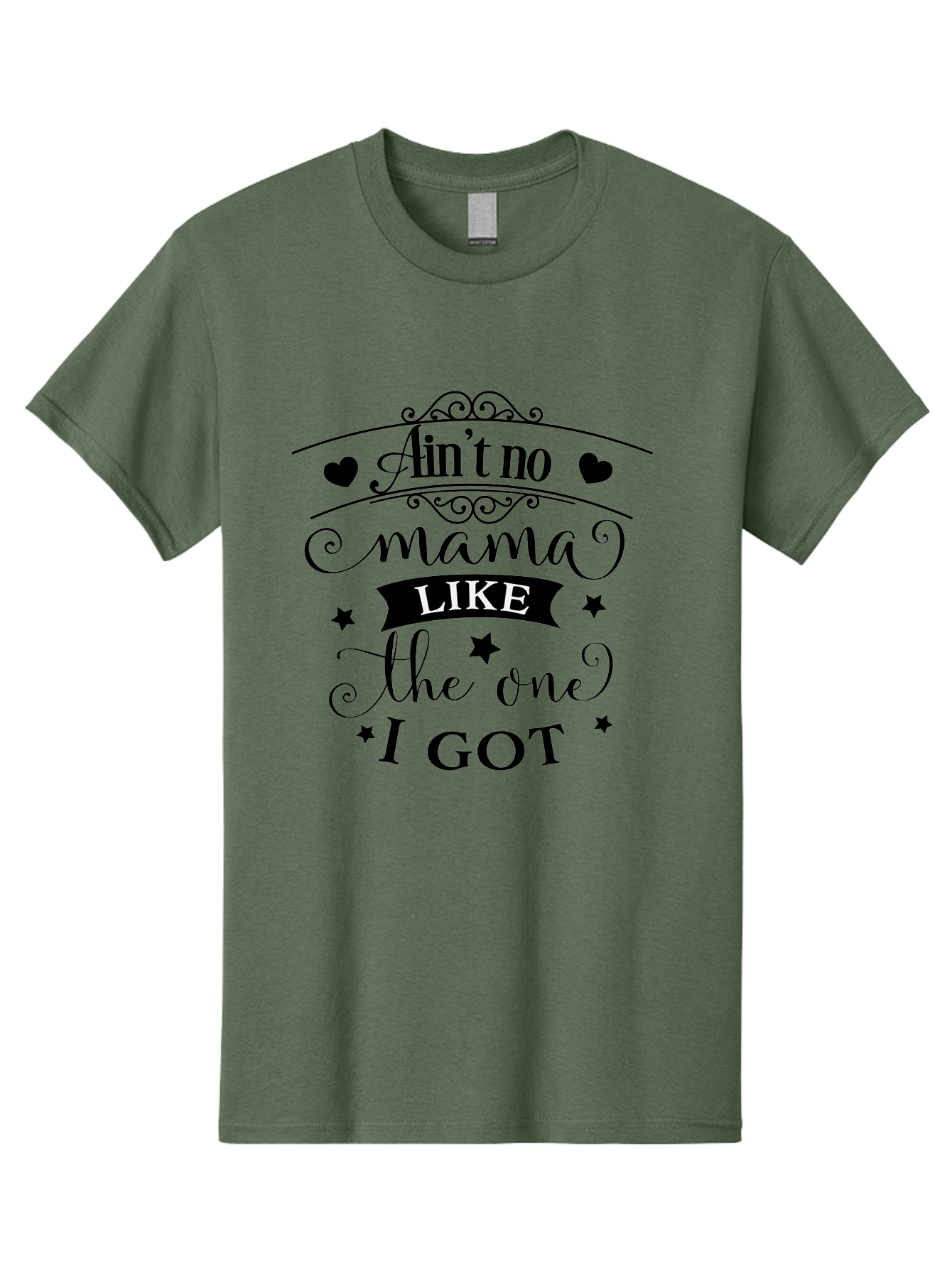 Ain-T-No-Mama-Like-The-One-I-Got Men'S Graphic Tee, 100% Cotton, Comfortable Casual Summer Wear, Machine Washable, Mama Quote, Mother'S Day Gift, Inspirational Quote, Mama Love, Heartwarming Phrase, Starry Design, Elegant Typography, Aac454 17