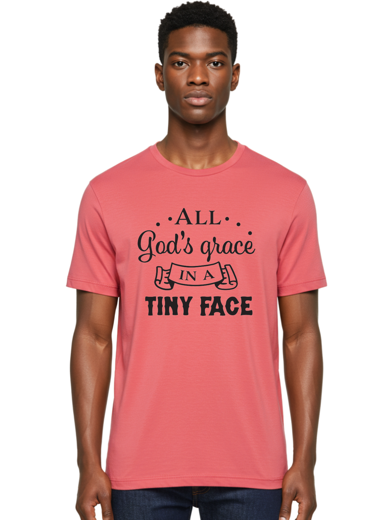 All-God-S-Grace-In-A-Tiny-Face Men'S Graphic Tee, 100% Cotton, Comfortable Casual Summer Wear, Machine Washable, Inspirational Quote, God'S Grace, Tiny Face, Cute Baby, Baby Blessing, Inspirational Message, Baby Quote, Faith, Love, Aac455 10