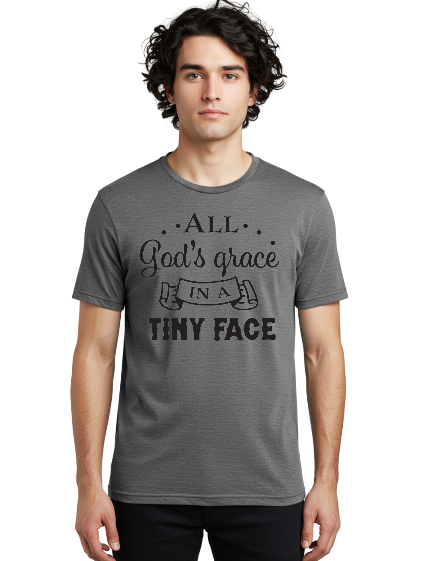 All-God-S-Grace-In-A-Tiny-Face Men'S Graphic Tee, 100% Cotton, Comfortable Casual Summer Wear, Machine Washable, Inspirational Quote, God'S Grace, Tiny Face, Cute Baby, Baby Blessing, Inspirational Message, Baby Quote, Faith, Love, Aac455 4