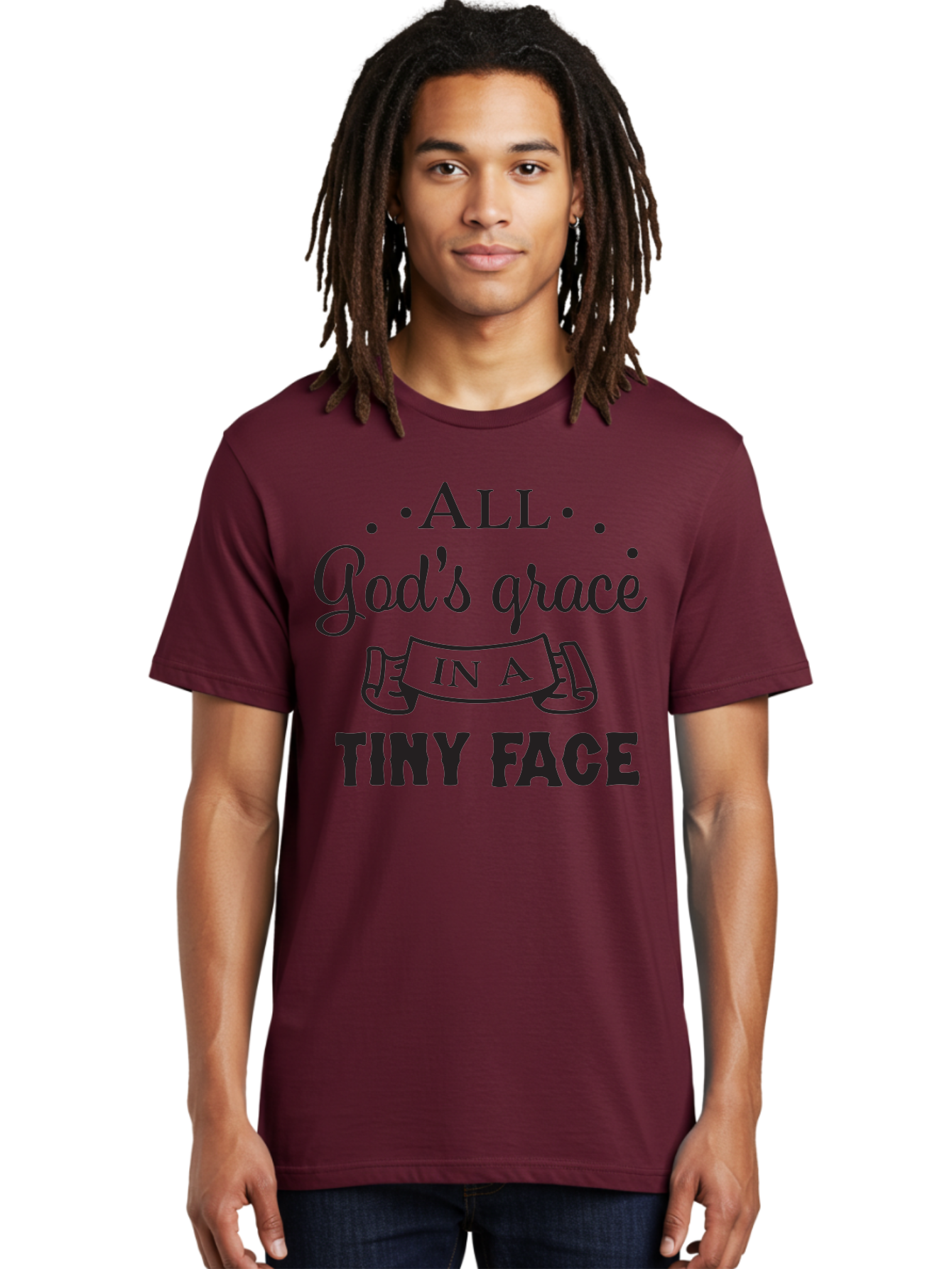 All-God-S-Grace-In-A-Tiny-Face Men'S Graphic Tee, 100% Cotton, Comfortable Casual Summer Wear, Machine Washable, Inspirational Quote, God'S Grace, Tiny Face, Cute Baby, Baby Blessing, Inspirational Message, Baby Quote, Faith, Love, Aac455 14