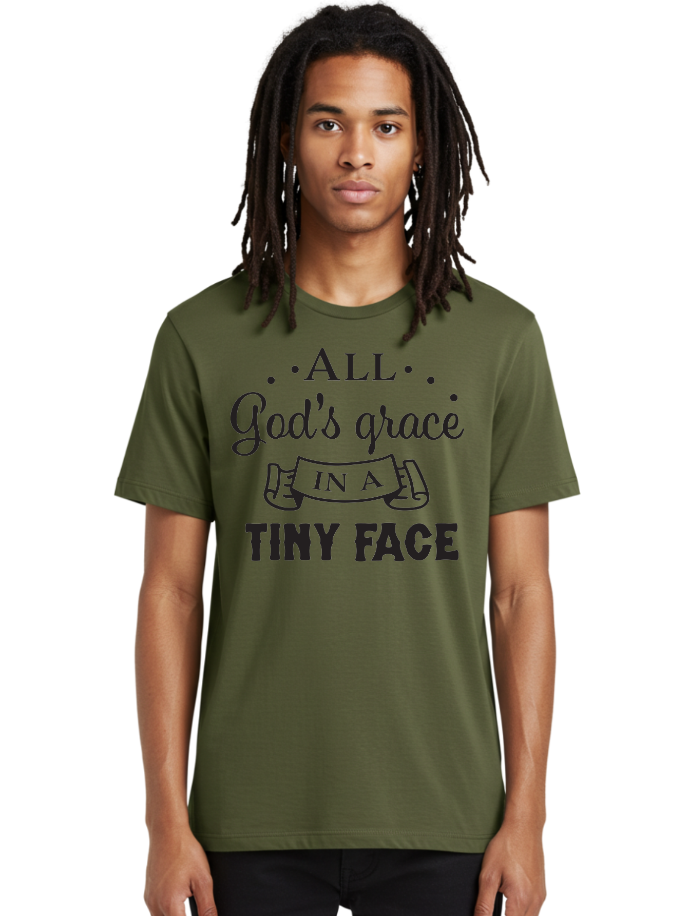 All-God-S-Grace-In-A-Tiny-Face Men'S Graphic Tee, 100% Cotton, Comfortable Casual Summer Wear, Machine Washable, Inspirational Quote, God'S Grace, Tiny Face, Cute Baby, Baby Blessing, Inspirational Message, Baby Quote, Faith, Love, Aac455 16