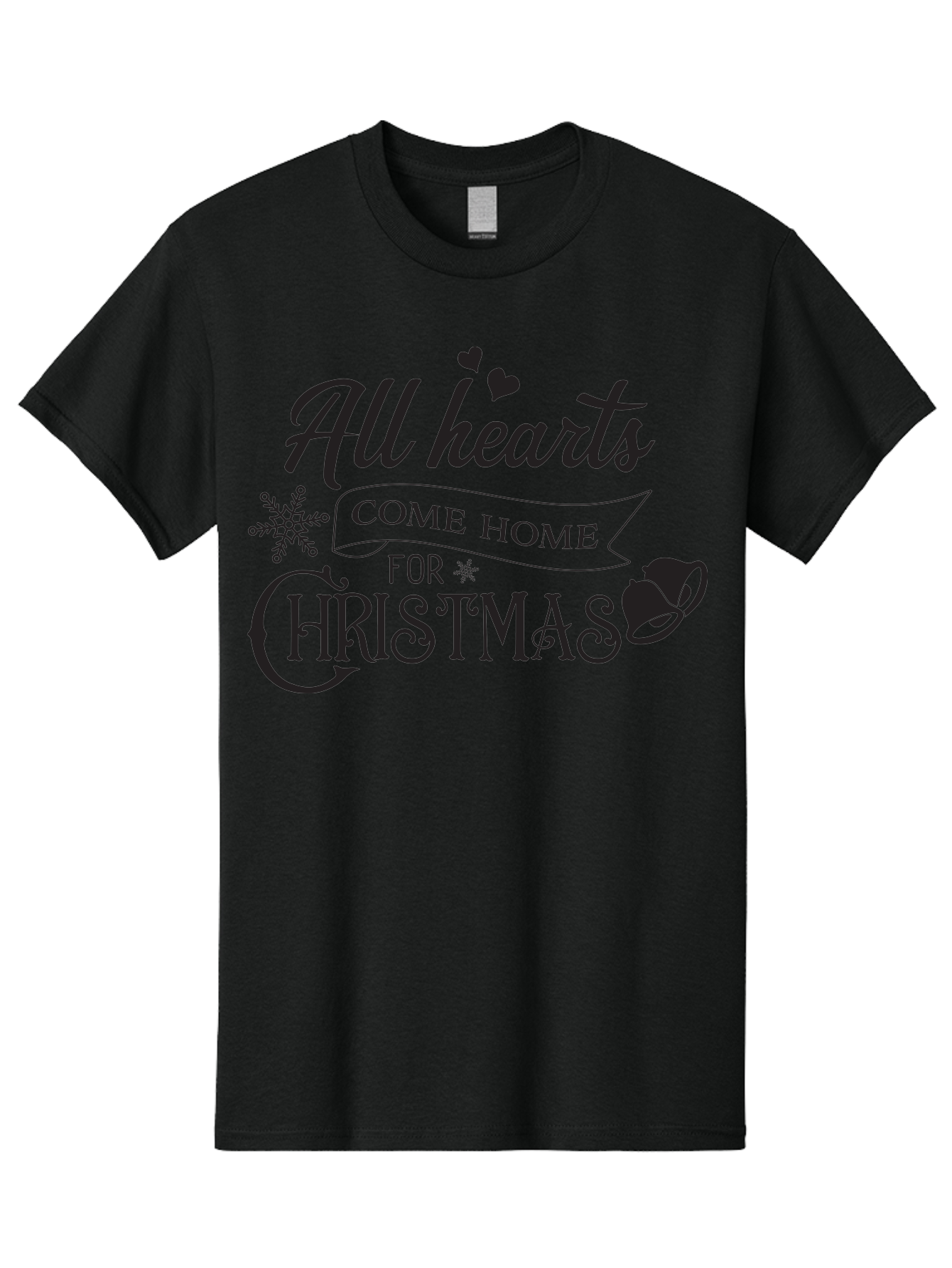 All-Hearts-Come-Home-For-Christmas Men'S Graphic Tee, 100% Cotton, Comfortable Casual Summer Wear, Machine Washable, Christmas Message, Holiday Greeting, Festive Typography, Black Text, Come Home For Christmas, Hearts, Snowflake, Santa Hat, Aac456 29