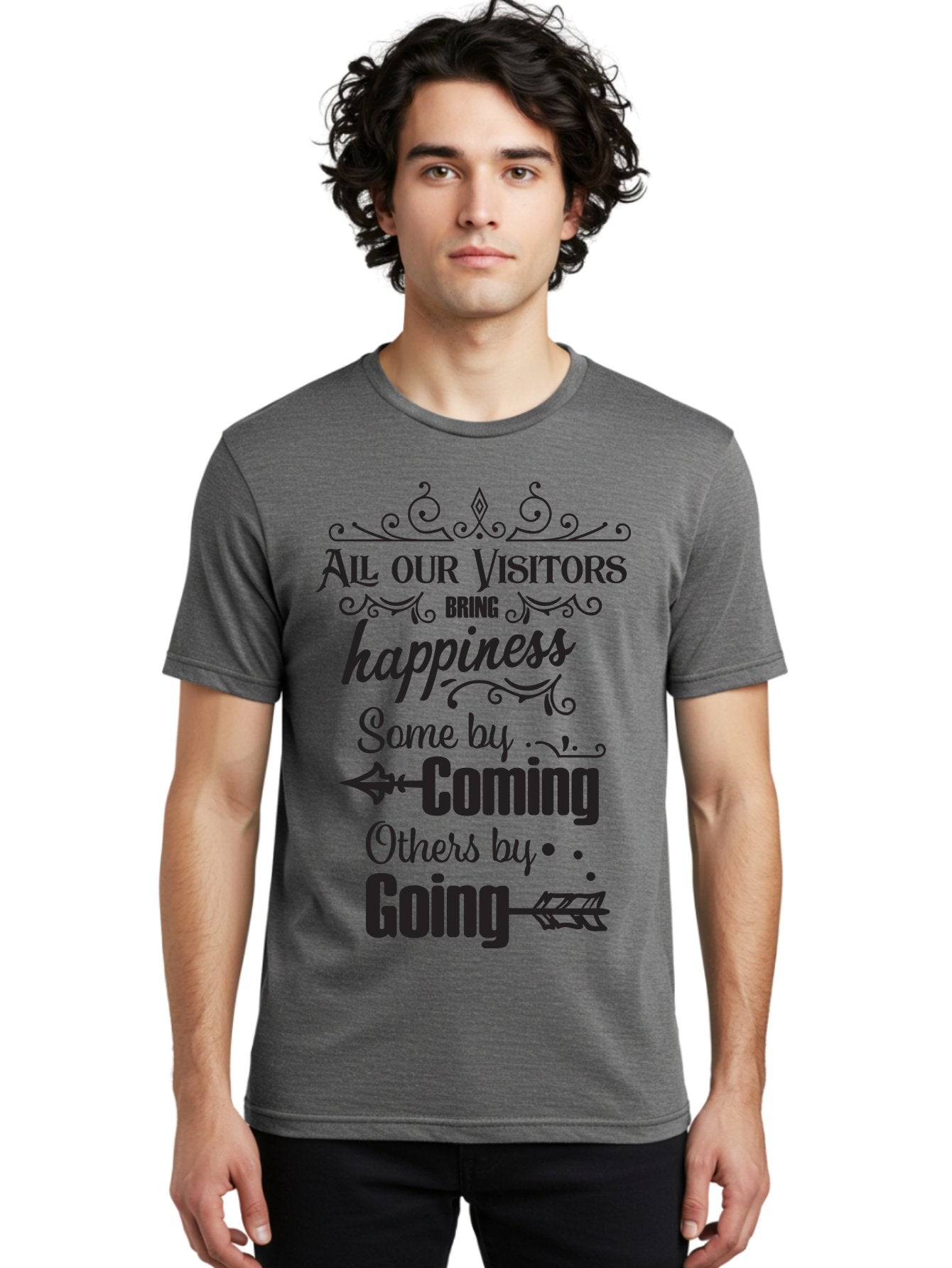 All-Our-Visitors Men'S Graphic Tee, 100% Cotton, Comfortable Casual Summer Wear, Machine Washable, Inspirational Quote, Happiness, Visitors, Coming And Going, Positivity, Motivational Message, Funny Saying, Witty Humor, Guest Book Quote Aac459 20