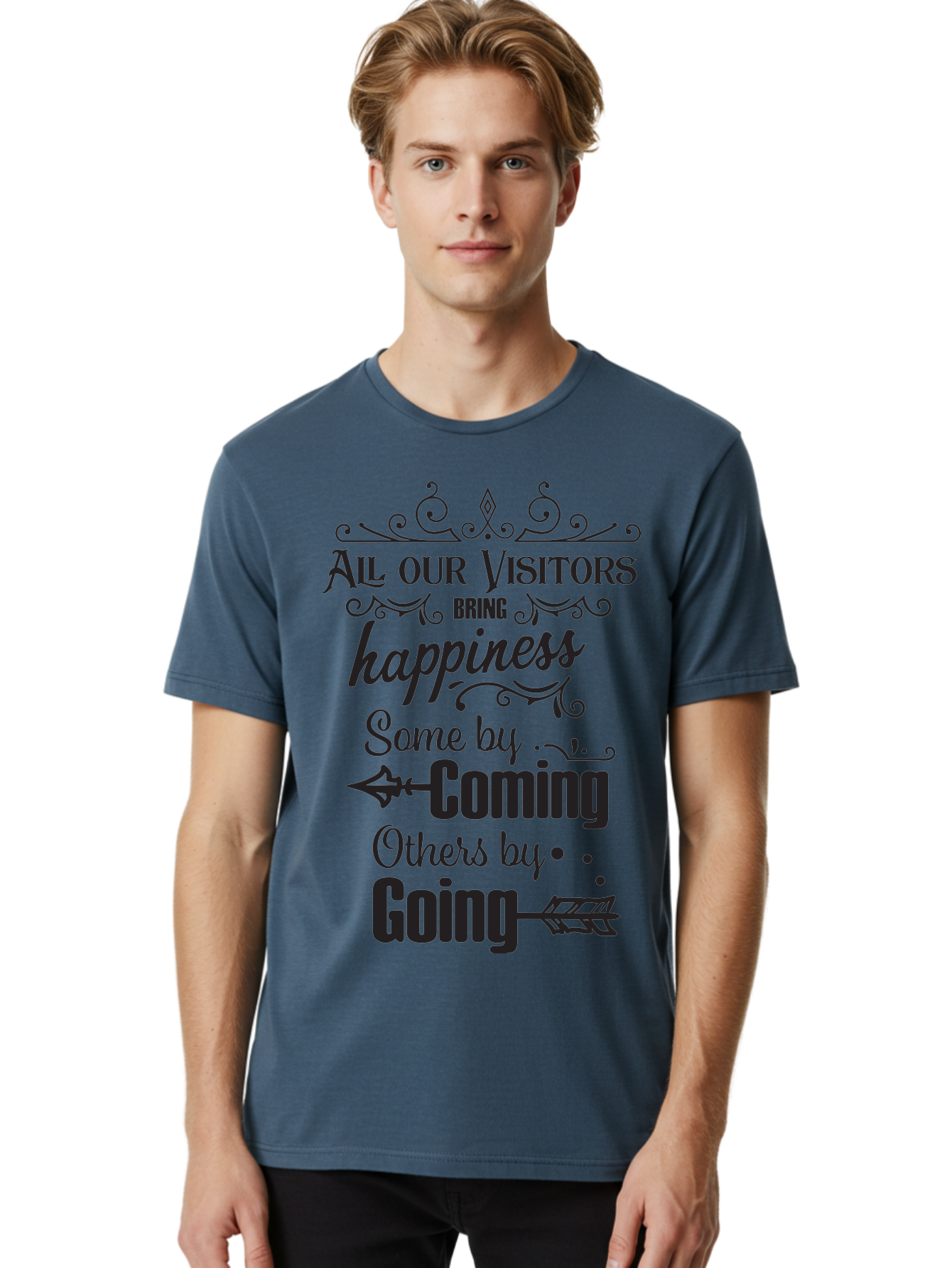 All-Our-Visitors Men'S Graphic Tee, 100% Cotton, Comfortable Casual Summer Wear, Machine Washable, Inspirational Quote, Happiness, Visitors, Coming And Going, Positivity, Motivational Message, Funny Saying, Witty Humor, Guest Book Quote Aac459 10