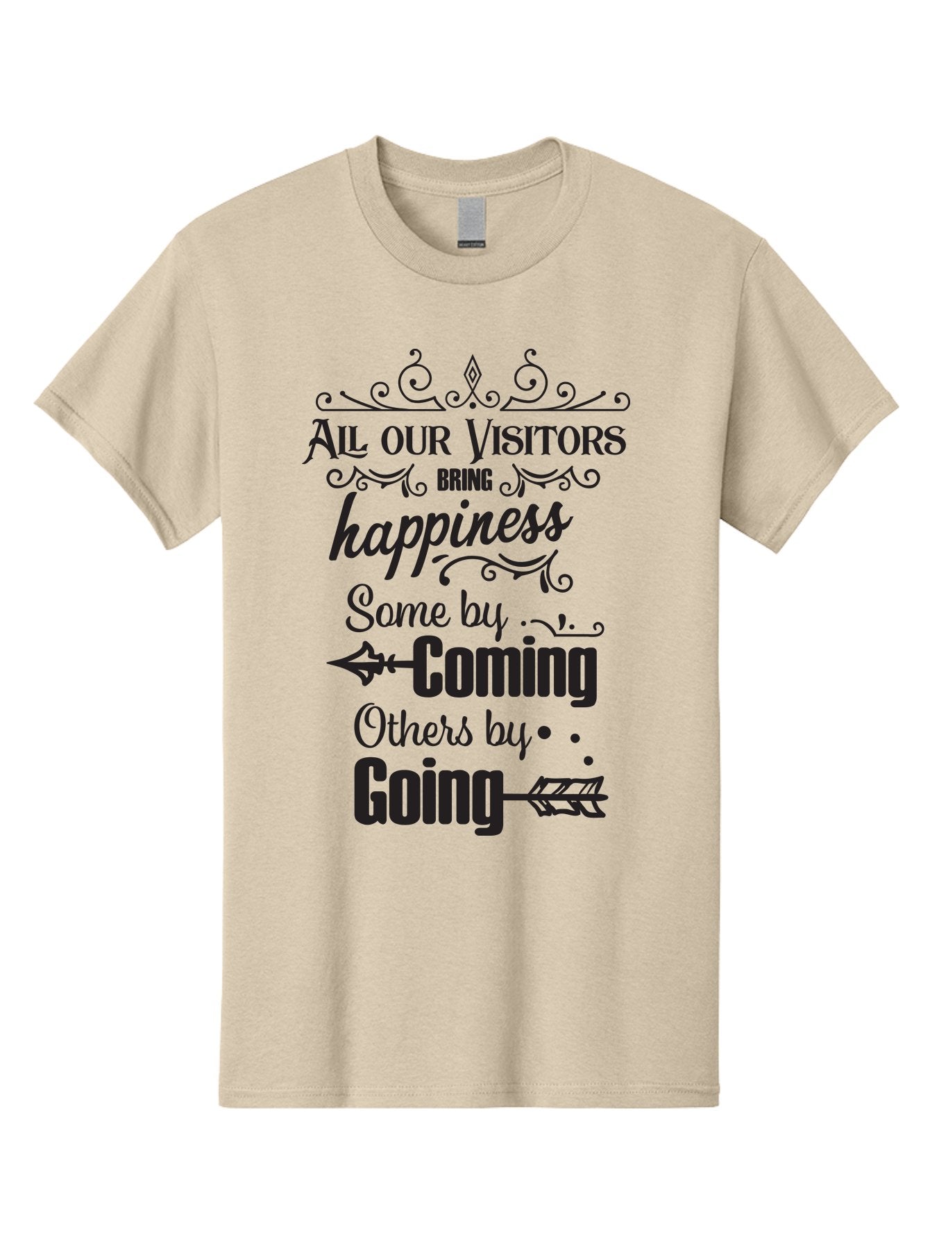 All-Our-Visitors Men'S Graphic Tee, 100% Cotton, Comfortable Casual Summer Wear, Machine Washable, Inspirational Quote, Happiness, Visitors, Coming And Going, Positivity, Motivational Message, Funny Saying, Witty Humor, Guest Book Quote Aac459