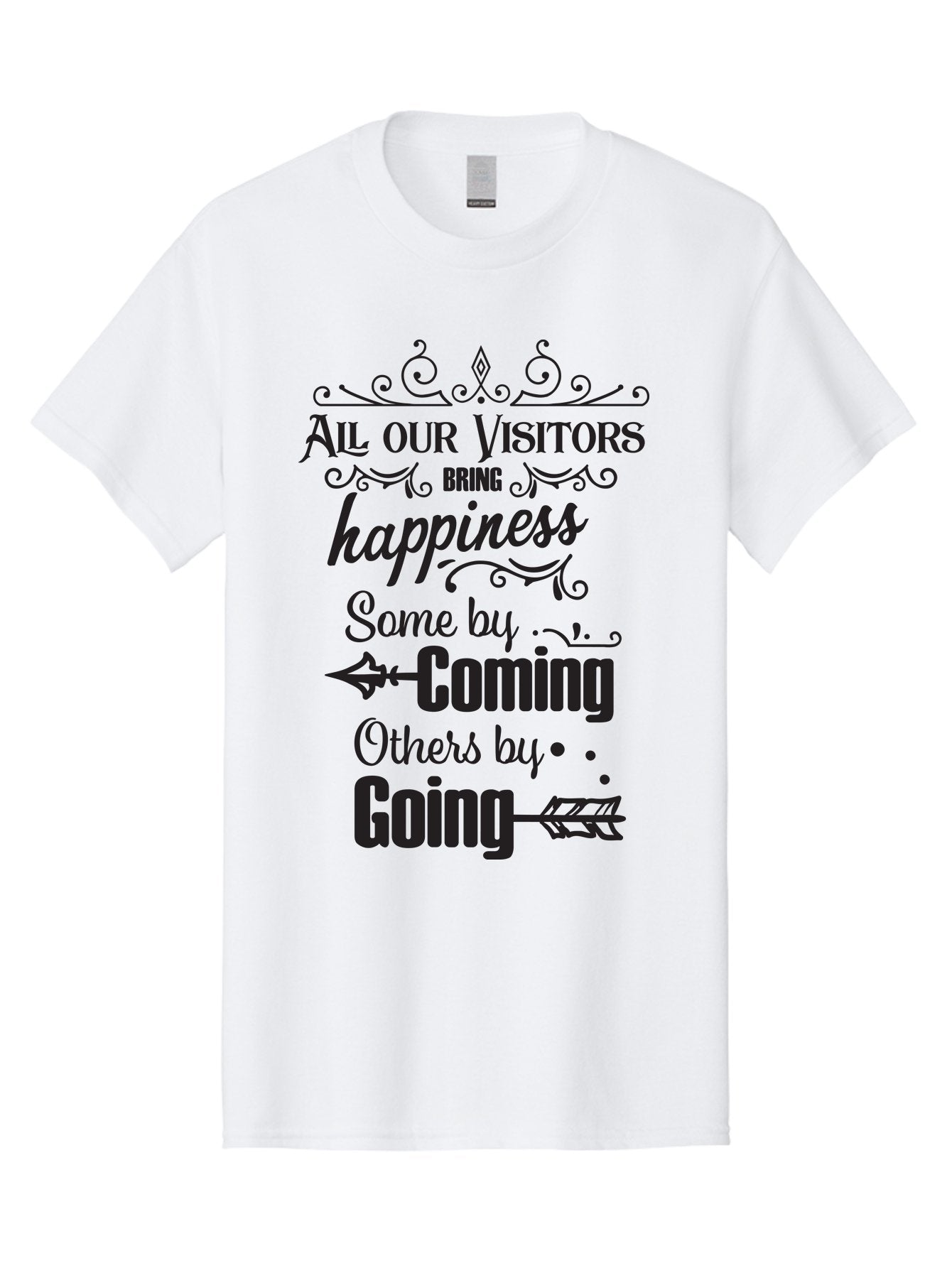 All-Our-Visitors Men'S Graphic Tee, 100% Cotton, Comfortable Casual Summer Wear, Machine Washable, Inspirational Quote, Happiness, Visitors, Coming And Going, Positivity, Motivational Message, Funny Saying, Witty Humor, Guest Book Quote Aac459 4