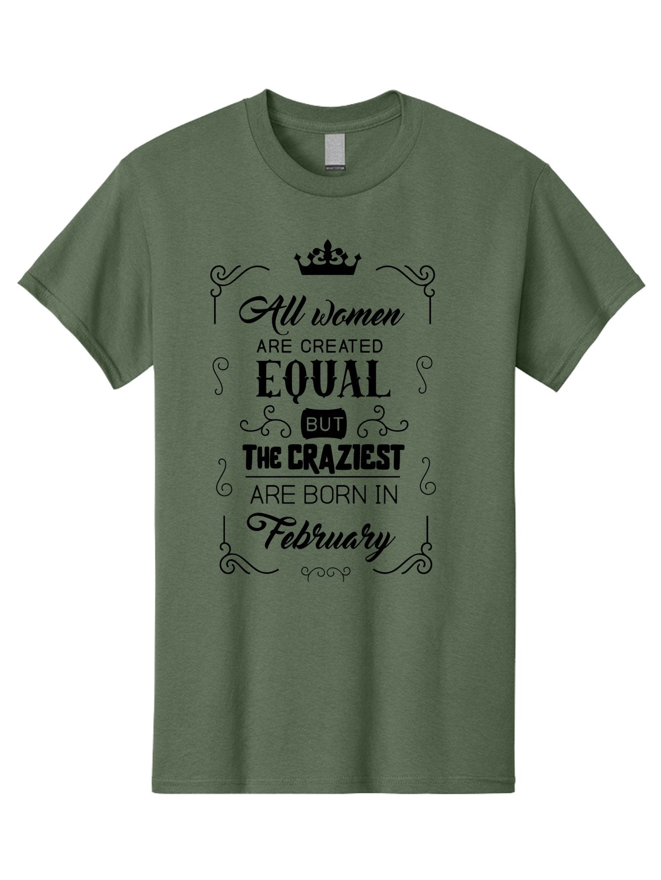 All-Women-Are-Created-Equal-1 Men'S Graphic Tee, 100% Cotton, Comfortable Casual Summer Wear, Machine Washable, Feminist Quote, Women Empowerment, February Birthdays, Sassy Women, Crown Symbol, Decorative Typography, Inspirational Quotes, Aac461