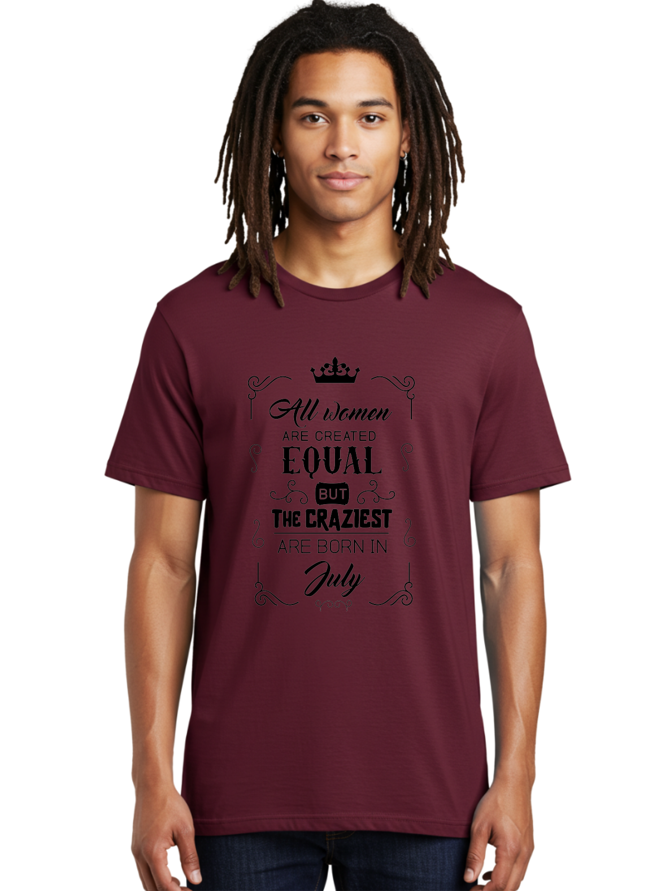 All-Women-Are-Created-Equal-2 Men'S Graphic Tee, 100% Cotton, Comfortable Casual Summer Wear, Machine Washable, Women Empowerment, Inspirational Quote, Funny Saying, July Born, Crazy Women, Motivational Text, Feminine Strength, Bold Statement, Aac462