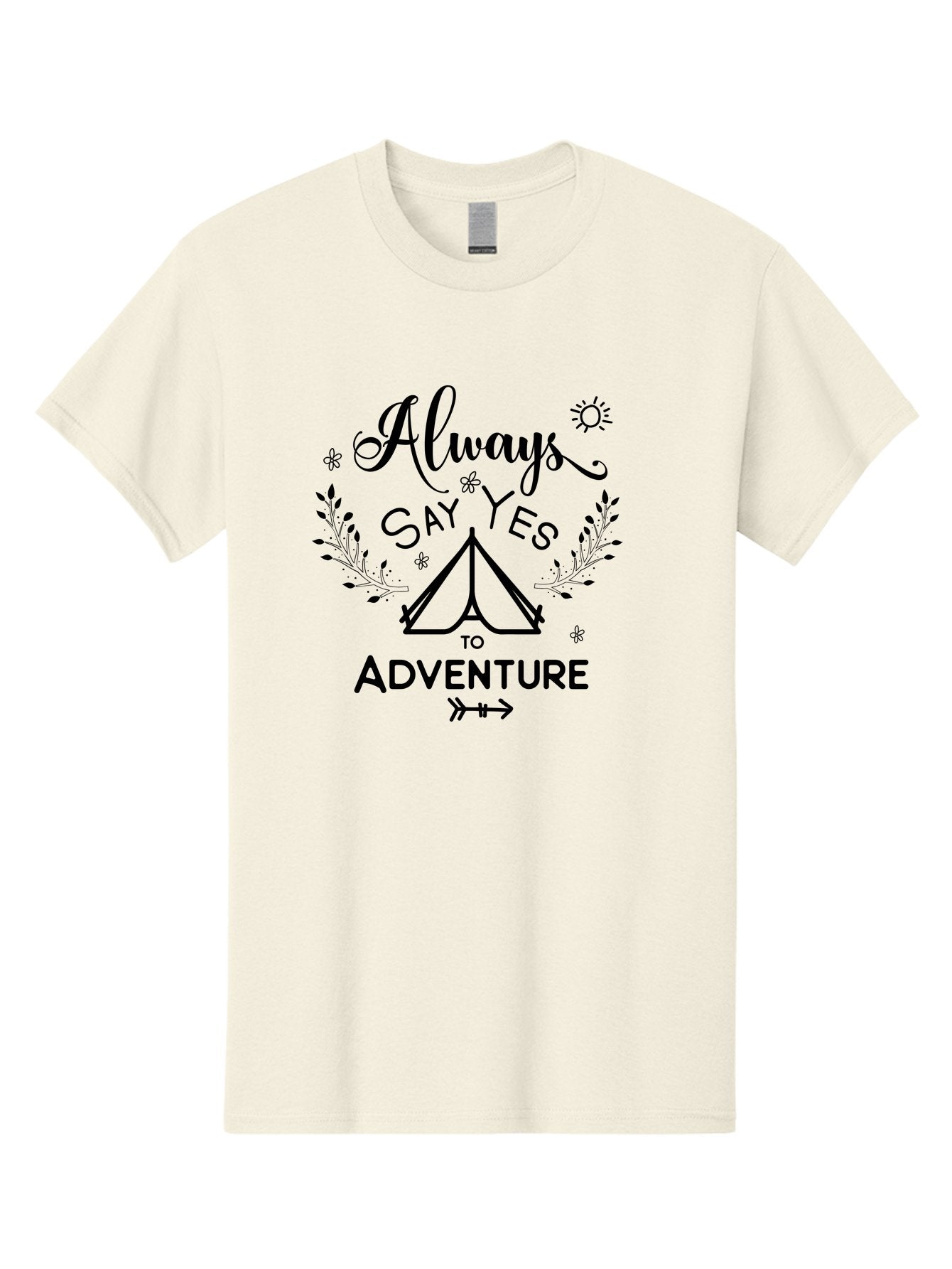 Always-Say-Yes-To-Adventure Men'S Graphic Tee, 100% Cotton, Comfortable Casual Summer Wear, Machine Washable, Camping Adventure, Outdoor Escapade, Nature Exploration, Adventure Seeking, Positive Vibes, Wanderlust Spirit, Inspirational Quote, Aac467 9