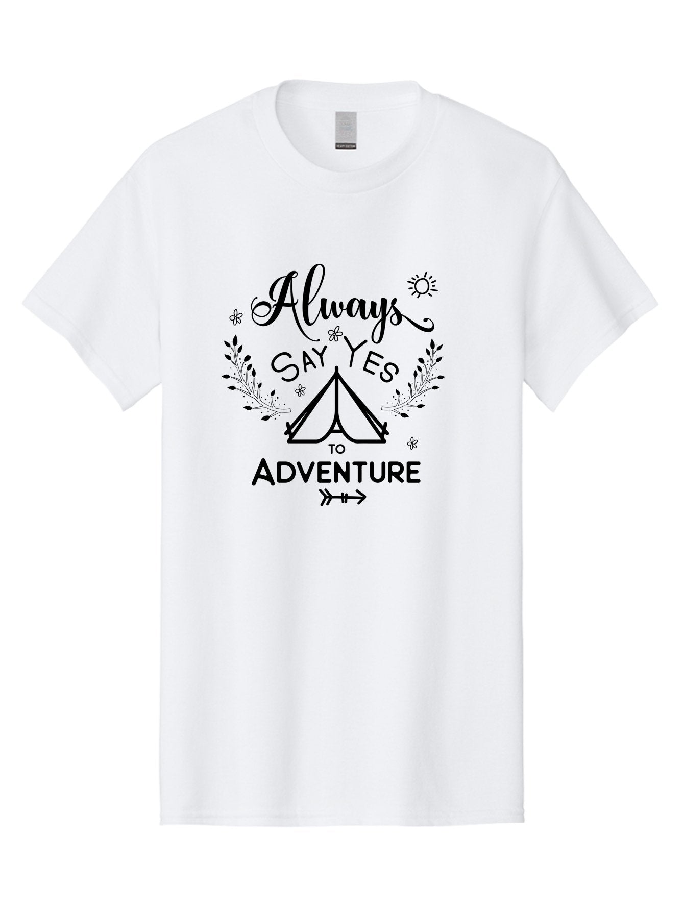 Always-Say-Yes-To-Adventure Men'S Graphic Tee, 100% Cotton, Comfortable Casual Summer Wear, Machine Washable, Camping Adventure, Outdoor Escapade, Nature Exploration, Adventure Seeking, Positive Vibes, Wanderlust Spirit, Inspirational Quote, Aac467 12