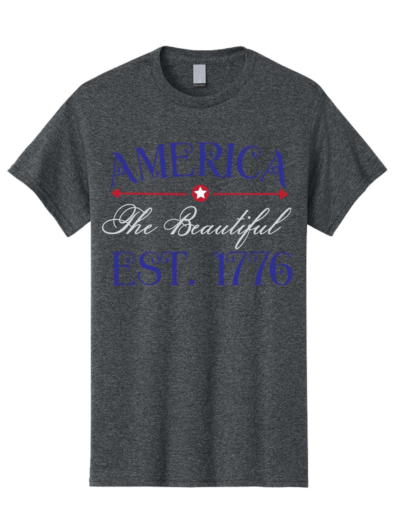 America-The-Beautiful-Est-1776 Men'S Graphic Tee, 100% Cotton, Comfortable Casual Summer Wear, Machine Washable, America The Beautiful, Patriotic Design, Vintage Typography, Star Symbol, Red White And Blue, 4Th Of July, Independence Day, Aac469 8