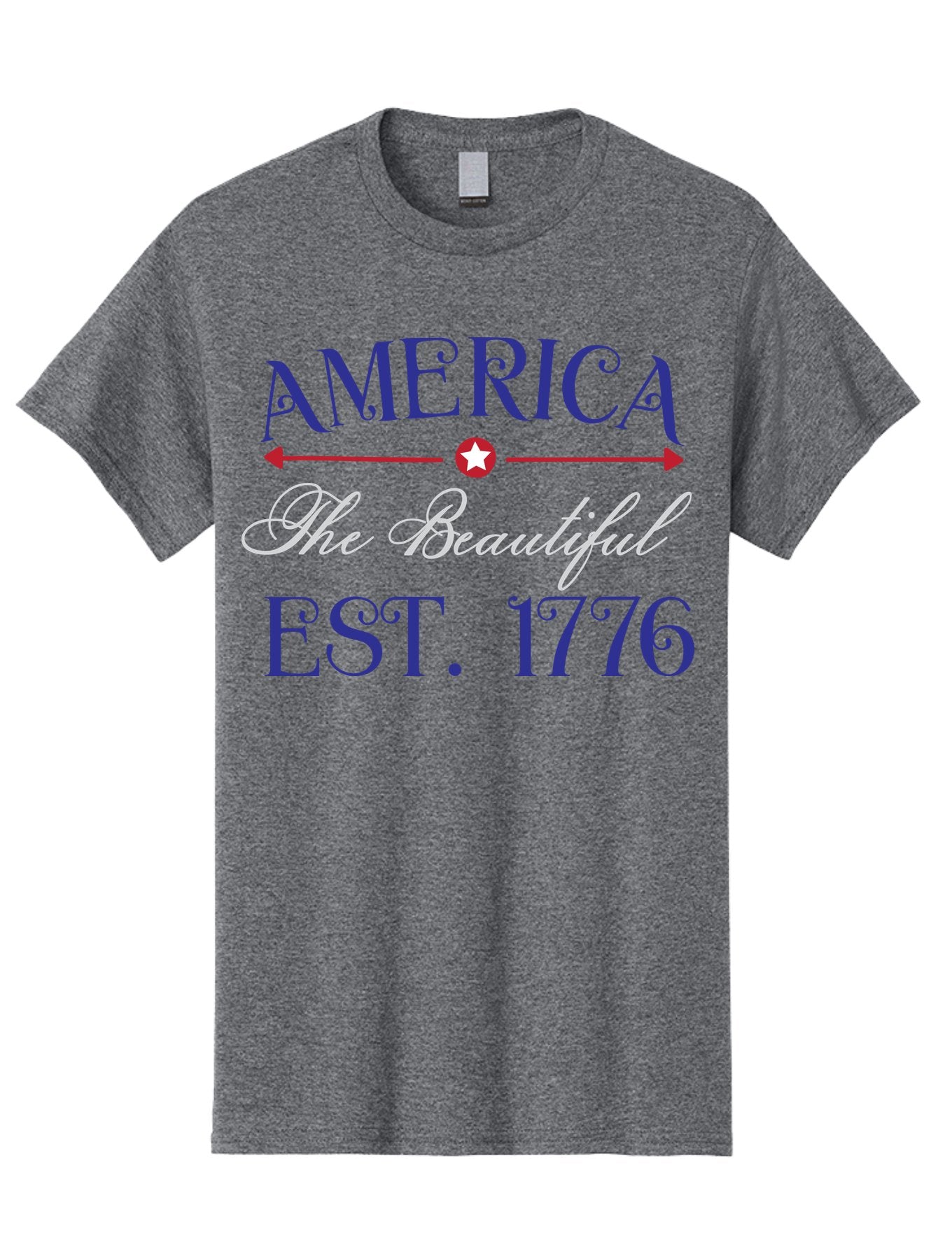 America-The-Beautiful-Est-1776 Men'S Graphic Tee, 100% Cotton, Comfortable Casual Summer Wear, Machine Washable, America The Beautiful, Patriotic Design, Vintage Typography, Star Symbol, Red White And Blue, 4Th Of July, Independence Day, Aac469 12