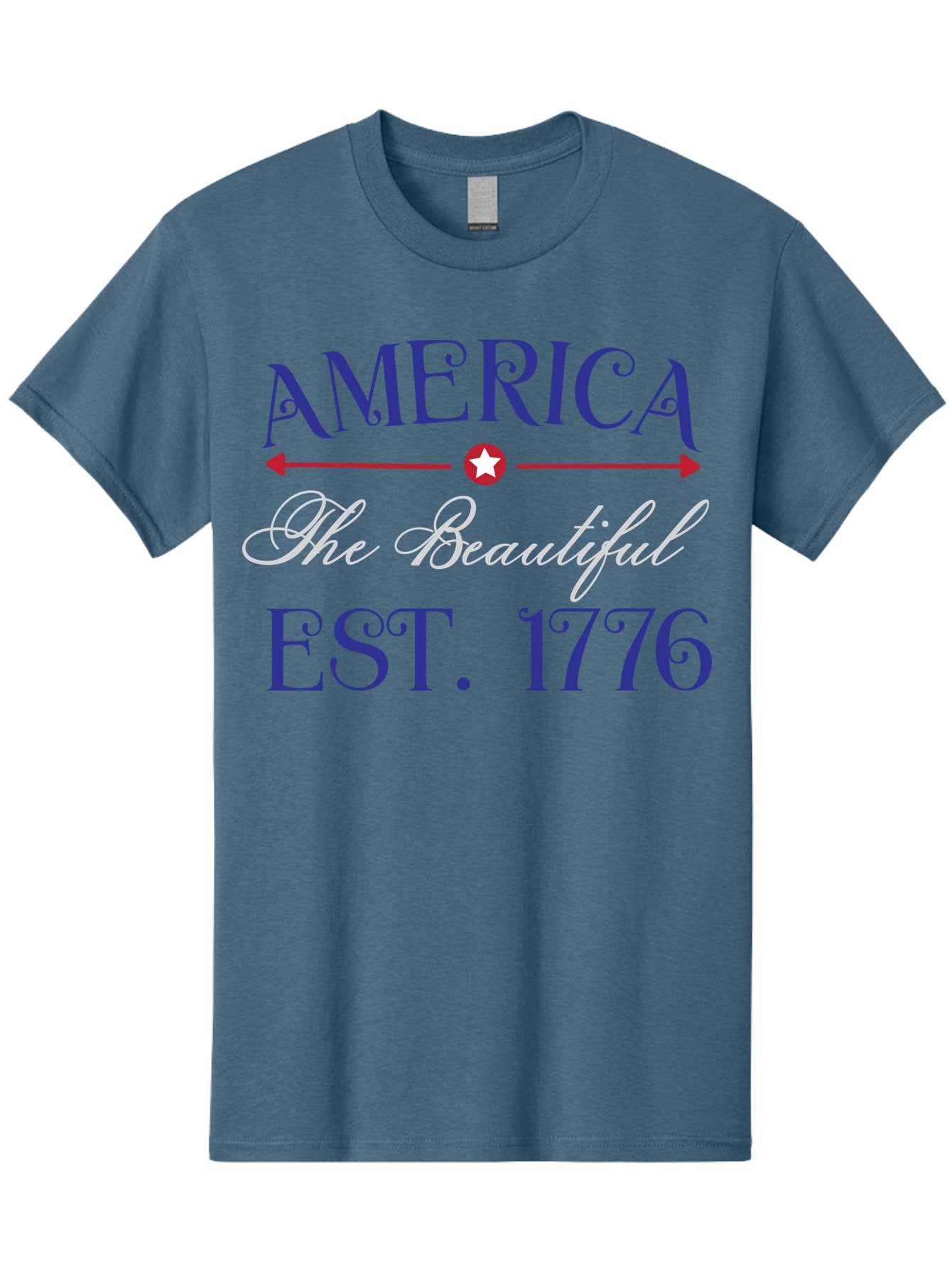 America-The-Beautiful-Est-1776 Men'S Graphic Tee, 100% Cotton, Comfortable Casual Summer Wear, Machine Washable, America The Beautiful, Patriotic Design, Vintage Typography, Star Symbol, Red White And Blue, 4Th Of July, Independence Day, Aac469 14