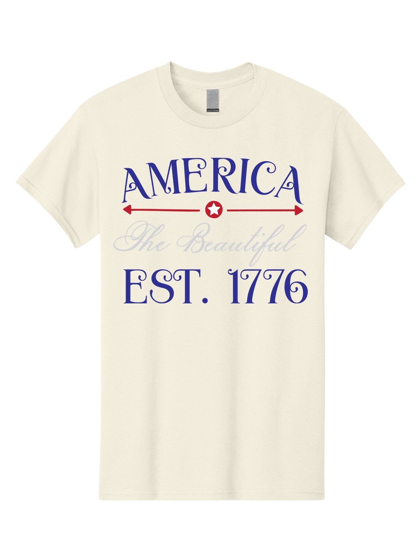 America-The-Beautiful-Est-1776 Men'S Graphic Tee, 100% Cotton, Comfortable Casual Summer Wear, Machine Washable, America The Beautiful, Patriotic Design, Vintage Typography, Star Symbol, Red White And Blue, 4Th Of July, Independence Day, Aac469 11