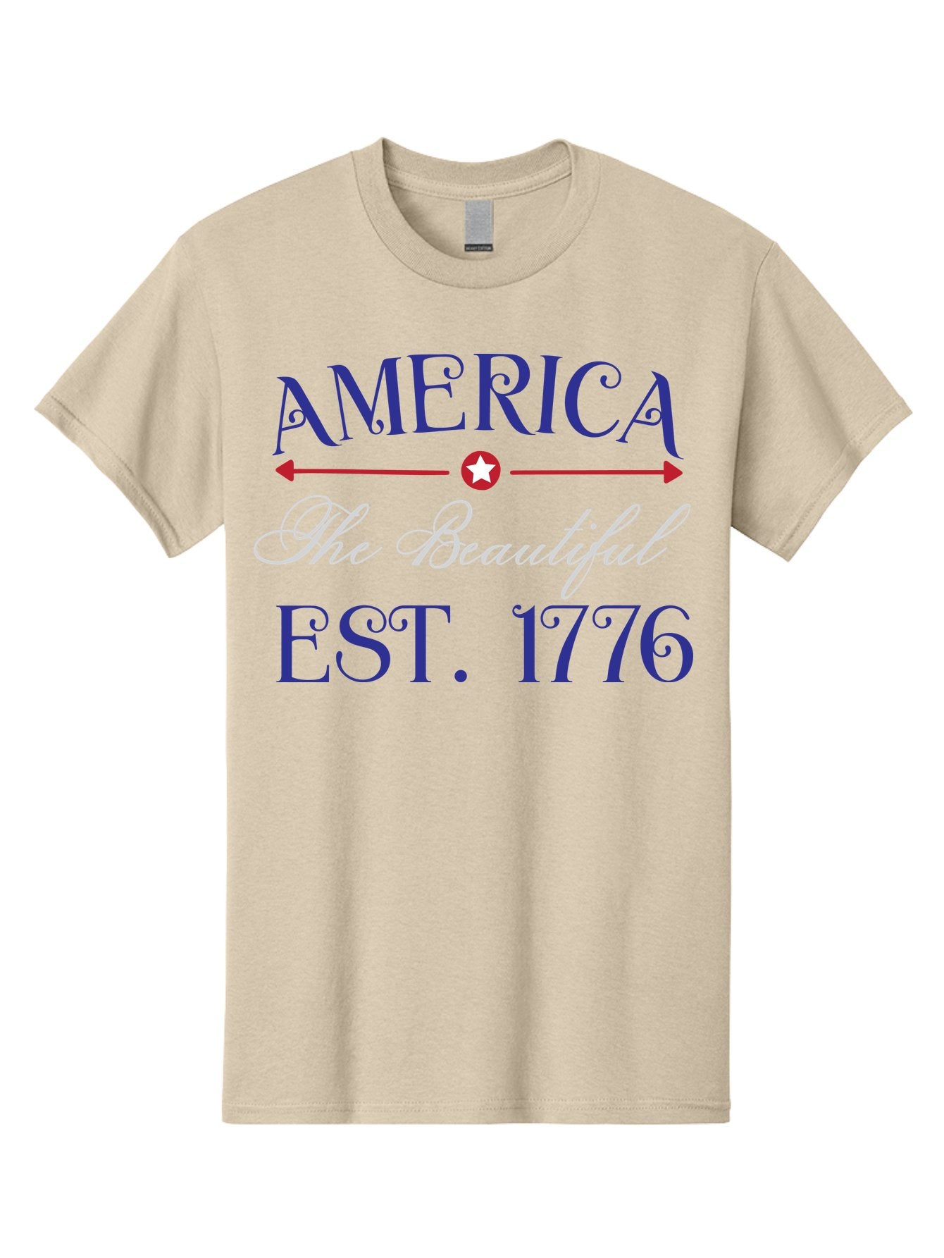 America-The-Beautiful-Est-1776 Men'S Graphic Tee, 100% Cotton, Comfortable Casual Summer Wear, Machine Washable, America The Beautiful, Patriotic Design, Vintage Typography, Star Symbol, Red White And Blue, 4Th Of July, Independence Day, Aac469 10