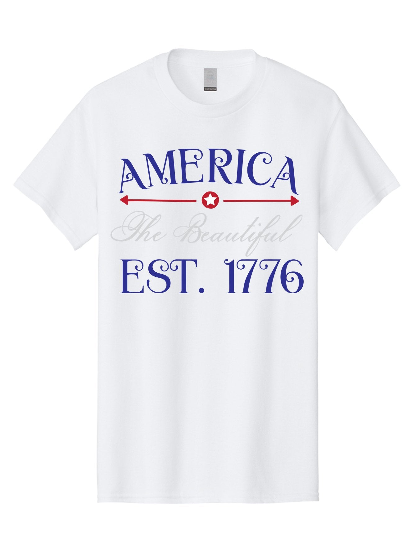 America-The-Beautiful-Est-1776 Men'S Graphic Tee, 100% Cotton, Comfortable Casual Summer Wear, Machine Washable, America The Beautiful, Patriotic Design, Vintage Typography, Star Symbol, Red White And Blue, 4Th Of July, Independence Day, Aac469 13