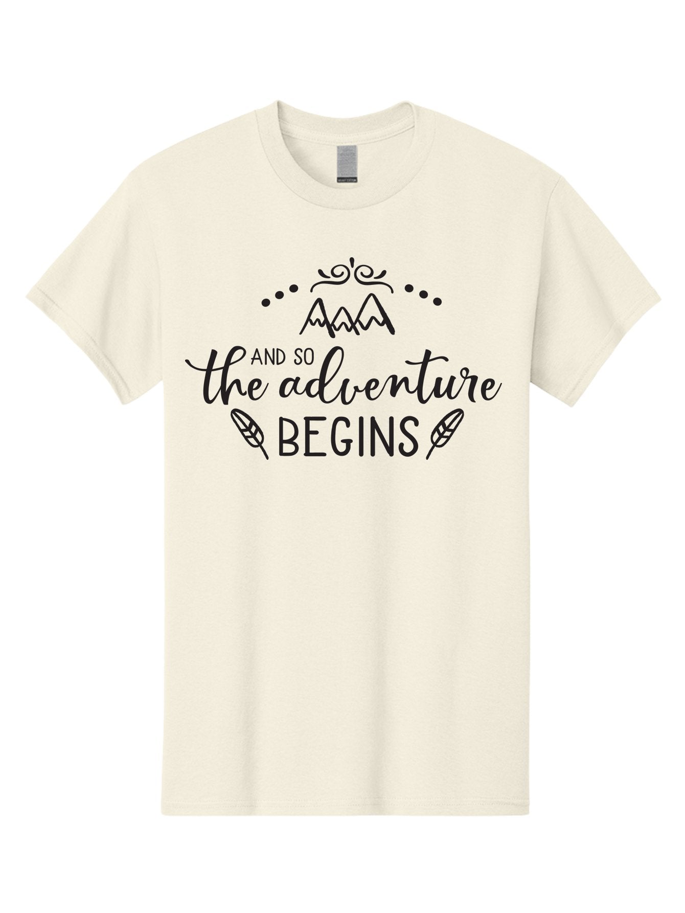 And-So-The-Adventure-Begins Men'S Graphic Tee, 100% Cotton, Comfortable Casual Summer Wear, Machine Washable, Motivational Quote, Adventure Inspiration, Travel, Adventure Begins, Explore, Wanderlust, Outdoor Enthusiast, Inspirational Saying, Aac471