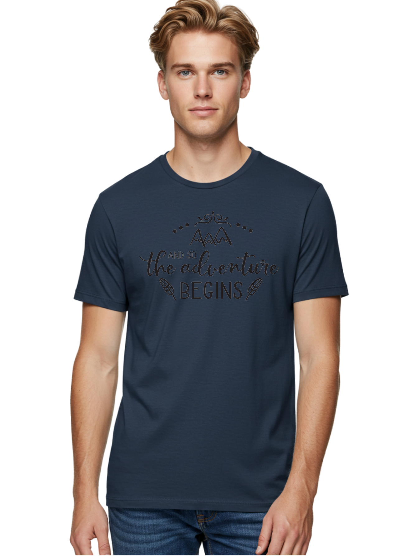 And-So-The-Adventure-Begins Men'S Graphic Tee, 100% Cotton, Comfortable Casual Summer Wear, Machine Washable, Motivational Quote, Adventure Inspiration, Travel, Adventure Begins, Explore, Wanderlust, Outdoor Enthusiast, Inspirational Saying, Aac471 12