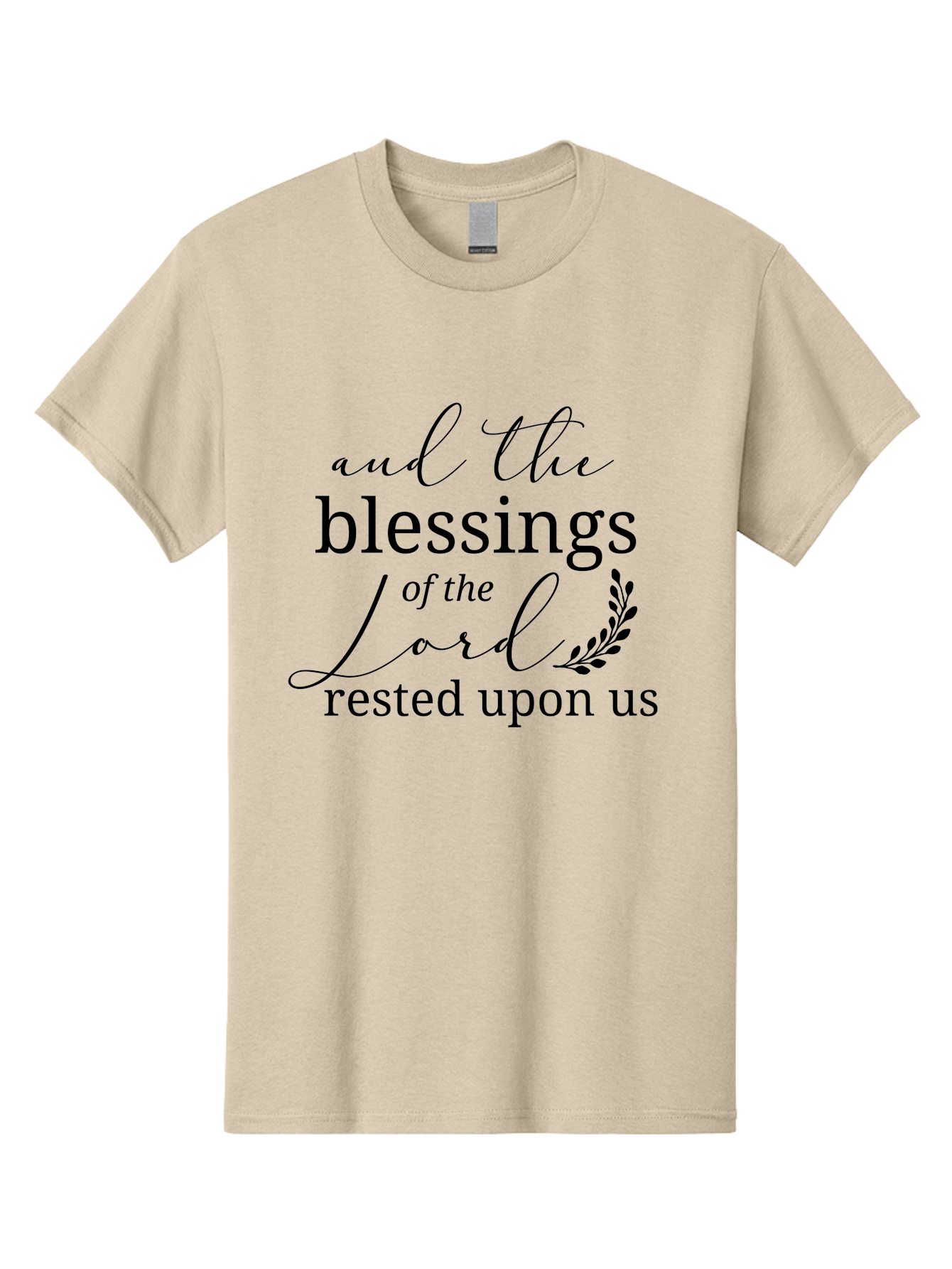 And-The-Blessings-Of-The-Lord-Rested-Upon-Us Men'S Graphic Tee, 100% Cotton, Comfortable Casual Summer Wear, Machine Washable, Inspirational Quote, Motivational Phrase, Blessings Of The Lord, Scripture Quote, Faith-Based Message, Aac472 25