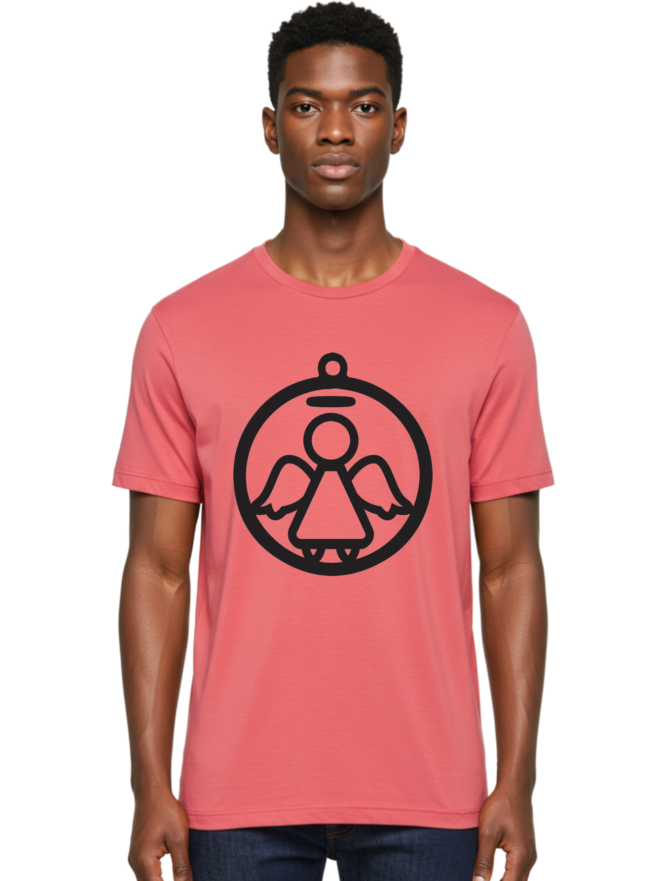 Angel-Icon Men'S Graphic Tee, 100% Cotton, Comfortable Casual Summer Wear, Machine Washable, Angel Icon, Guardian Angel, Spiritual Symbol, Protection Charm, Minimalist Design, Winged Figure, Halo, Simple Graphics, Symbol Of Hope Aac473 14