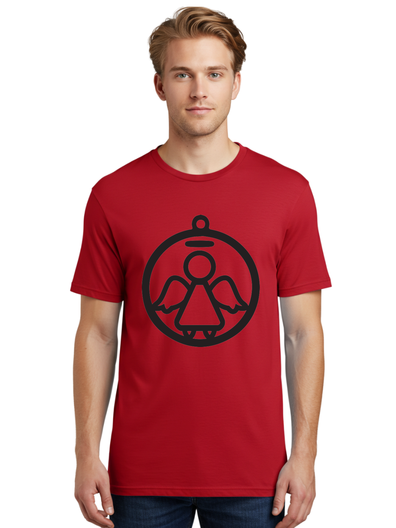 Angel-Icon Men'S Graphic Tee, 100% Cotton, Comfortable Casual Summer Wear, Machine Washable, Angel Icon, Guardian Angel, Spiritual Symbol, Protection Charm, Minimalist Design, Winged Figure, Halo, Simple Graphics, Symbol Of Hope Aac473 18