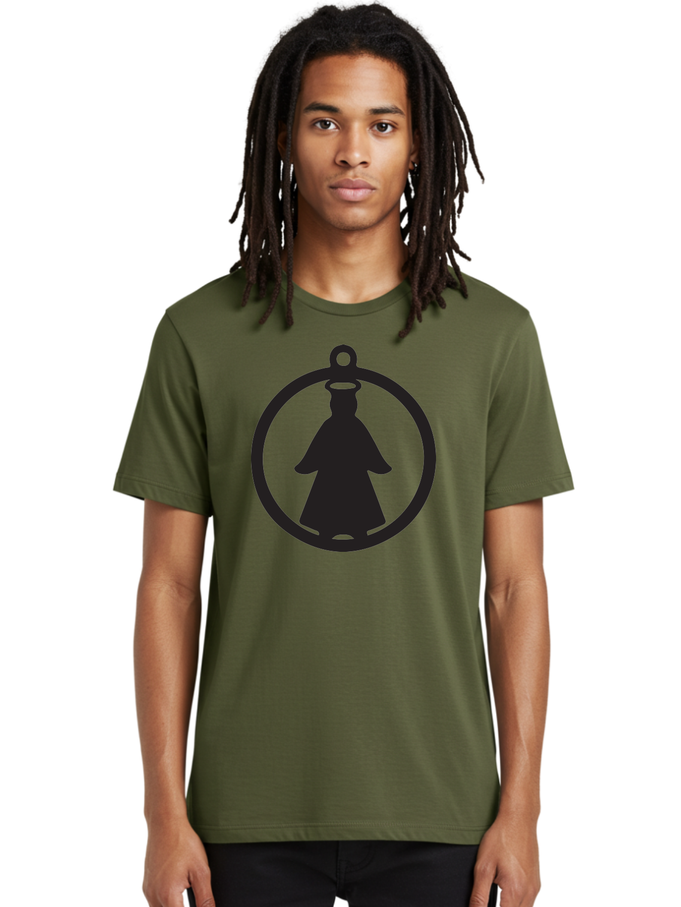 Angel-Pendant Men'S Graphic Tee, 100% Cotton, Comfortable Casual Summer Wear, Machine Washable, Angel Silhouette, Religious Symbol, Divine Presence, Spiritual Icon, Halo, Holy Figure, Religious Art, Sacred Imagery, Faith Symbol Aac474 22