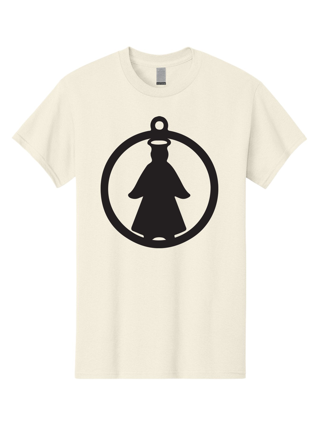 Angel-Pendant Men'S Graphic Tee, 100% Cotton, Comfortable Casual Summer Wear, Machine Washable, Angel Silhouette, Religious Symbol, Divine Presence, Spiritual Icon, Halo, Holy Figure, Religious Art, Sacred Imagery, Faith Symbol Aac474 5