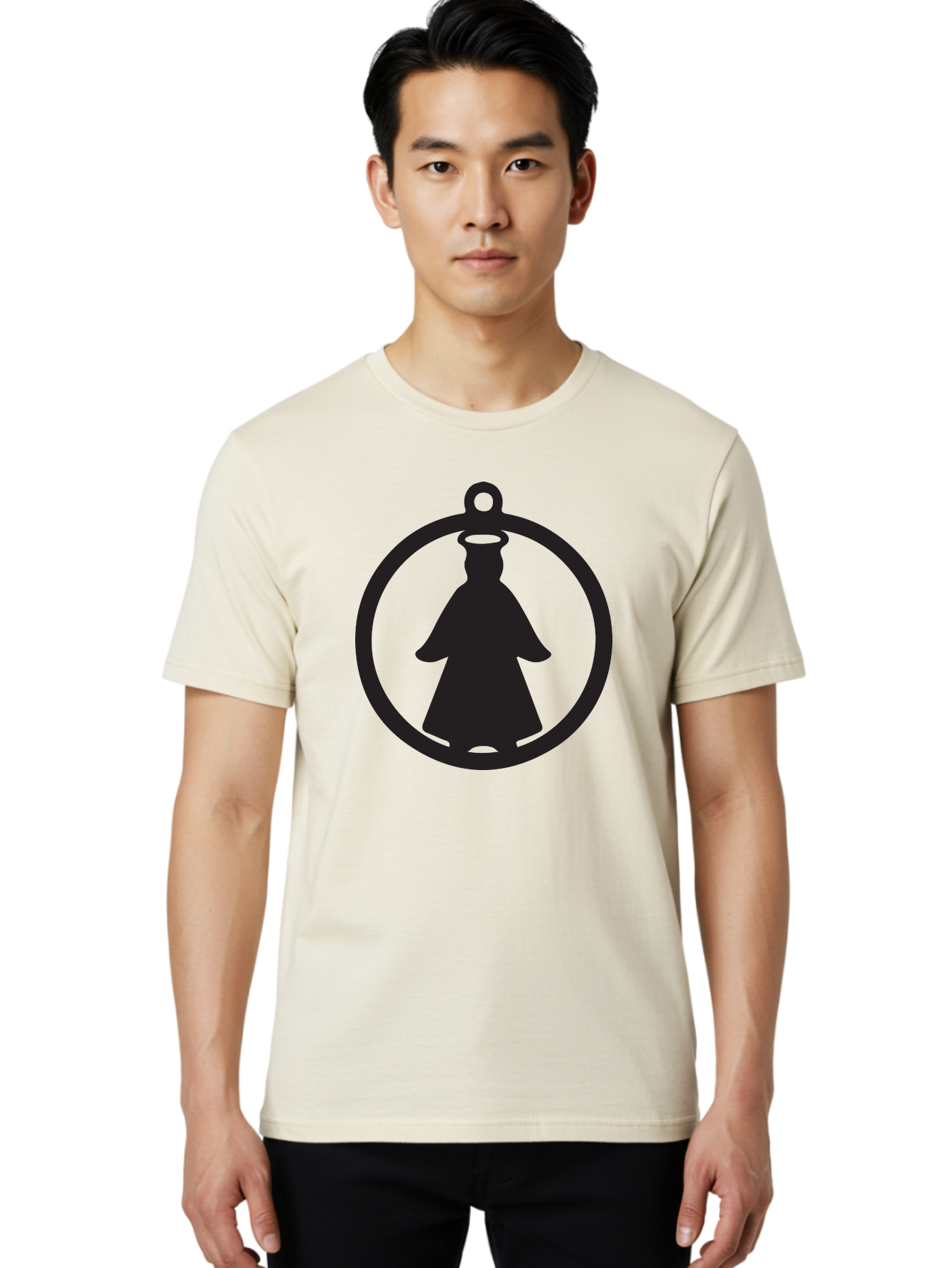 Angel-Pendant Men'S Graphic Tee, 100% Cotton, Comfortable Casual Summer Wear, Machine Washable, Angel Silhouette, Religious Symbol, Divine Presence, Spiritual Icon, Halo, Holy Figure, Religious Art, Sacred Imagery, Faith Symbol Aac474 16