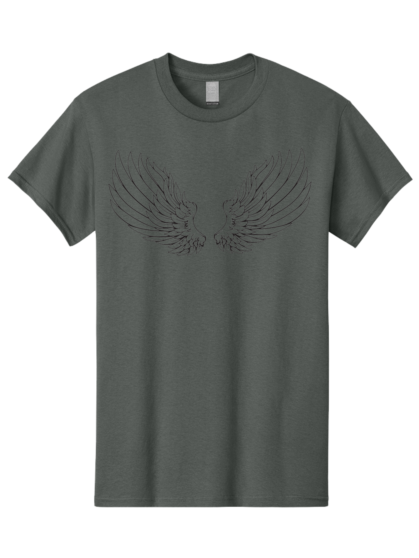 Angel-Wings-2 Men'S Graphic Tee, 100% Cotton, Comfortable Casual Summer Wear, Machine Washable, Angel Wings, Feathered Wings, Black Outline, Wing Design, Spiritual Symbol, Mystical Art, Fantasy Illustration, Winged Creature Aac477 5