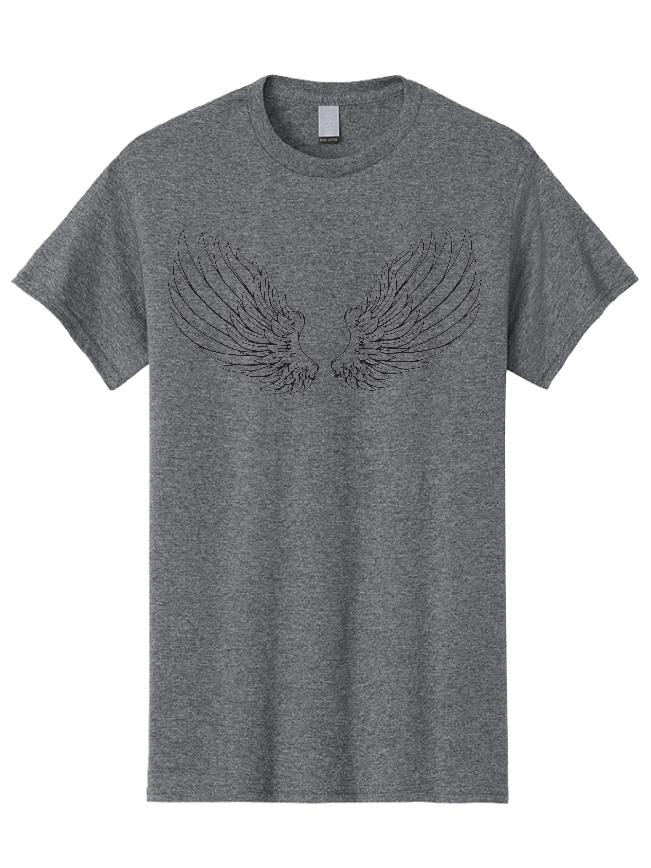Angel-Wings-2 Men'S Graphic Tee, 100% Cotton, Comfortable Casual Summer Wear, Machine Washable, Angel Wings, Feathered Wings, Black Outline, Wing Design, Spiritual Symbol, Mystical Art, Fantasy Illustration, Winged Creature Aac477 27