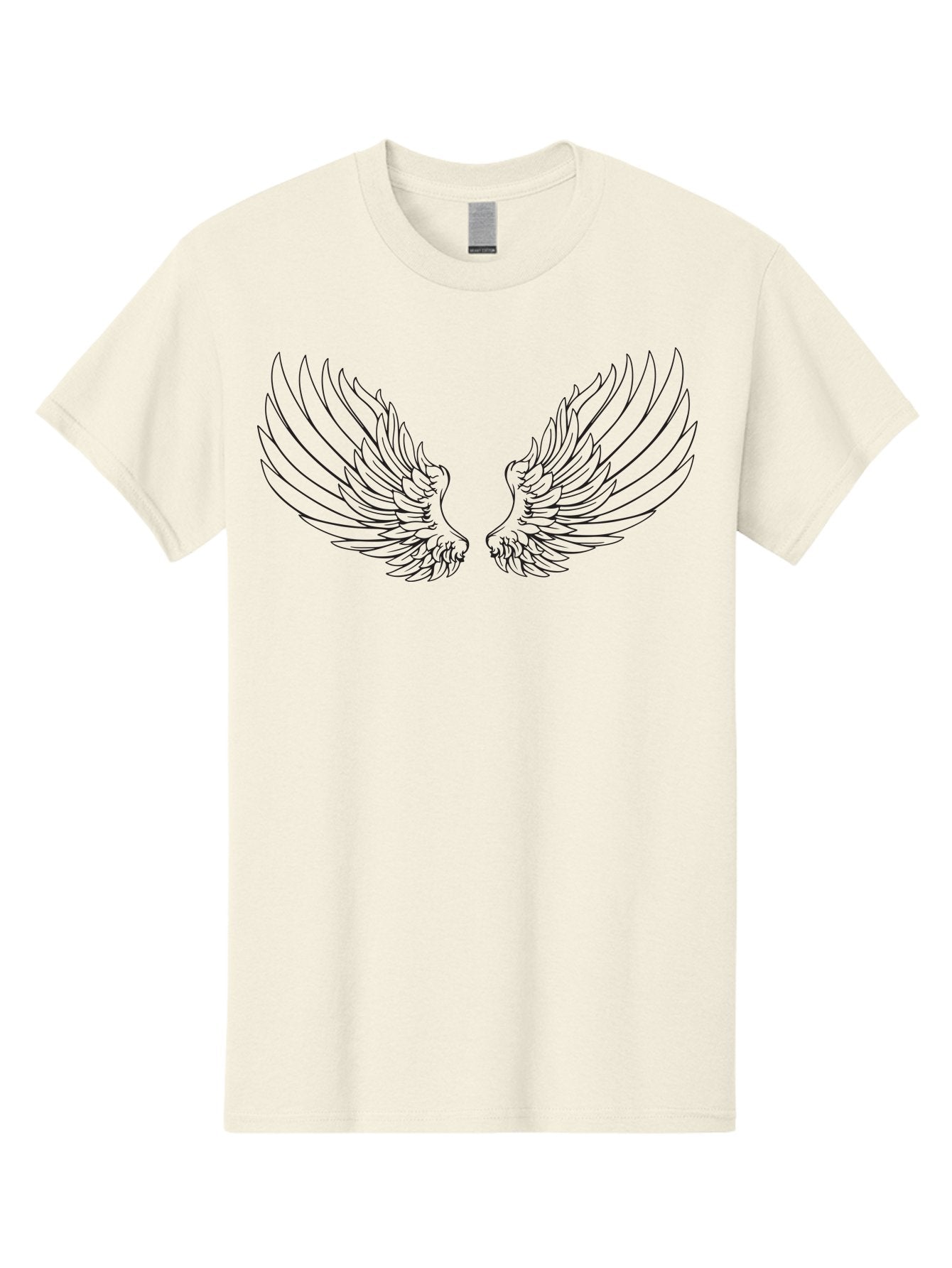 Angel-Wings-2 Men'S Graphic Tee, 100% Cotton, Comfortable Casual Summer Wear, Machine Washable, Angel Wings, Feathered Wings, Black Outline, Wing Design, Spiritual Symbol, Mystical Art, Fantasy Illustration, Winged Creature Aac477