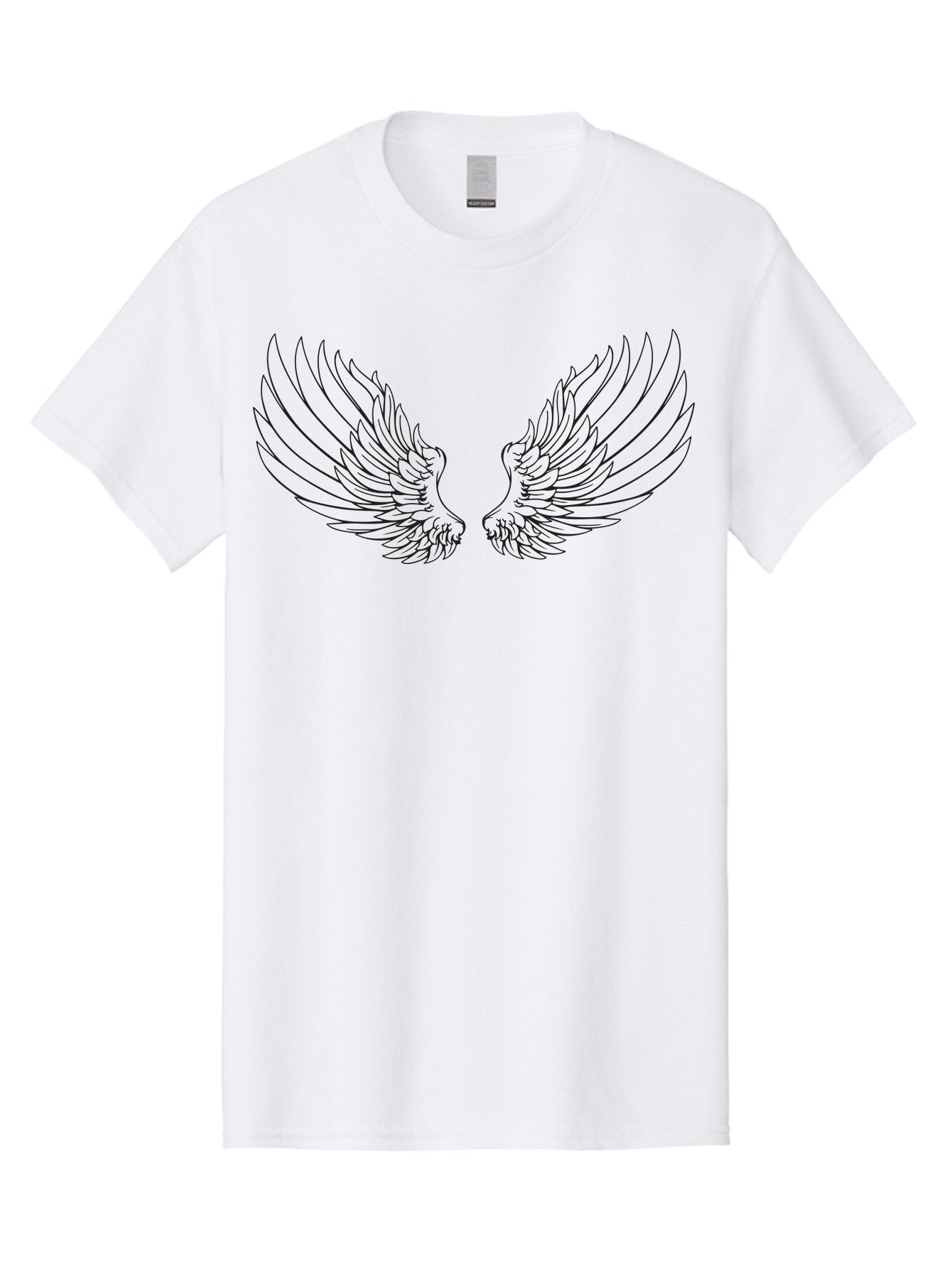 Angel-Wings-2 Men'S Graphic Tee, 100% Cotton, Comfortable Casual Summer Wear, Machine Washable, Angel Wings, Feathered Wings, Black Outline, Wing Design, Spiritual Symbol, Mystical Art, Fantasy Illustration, Winged Creature Aac477 8