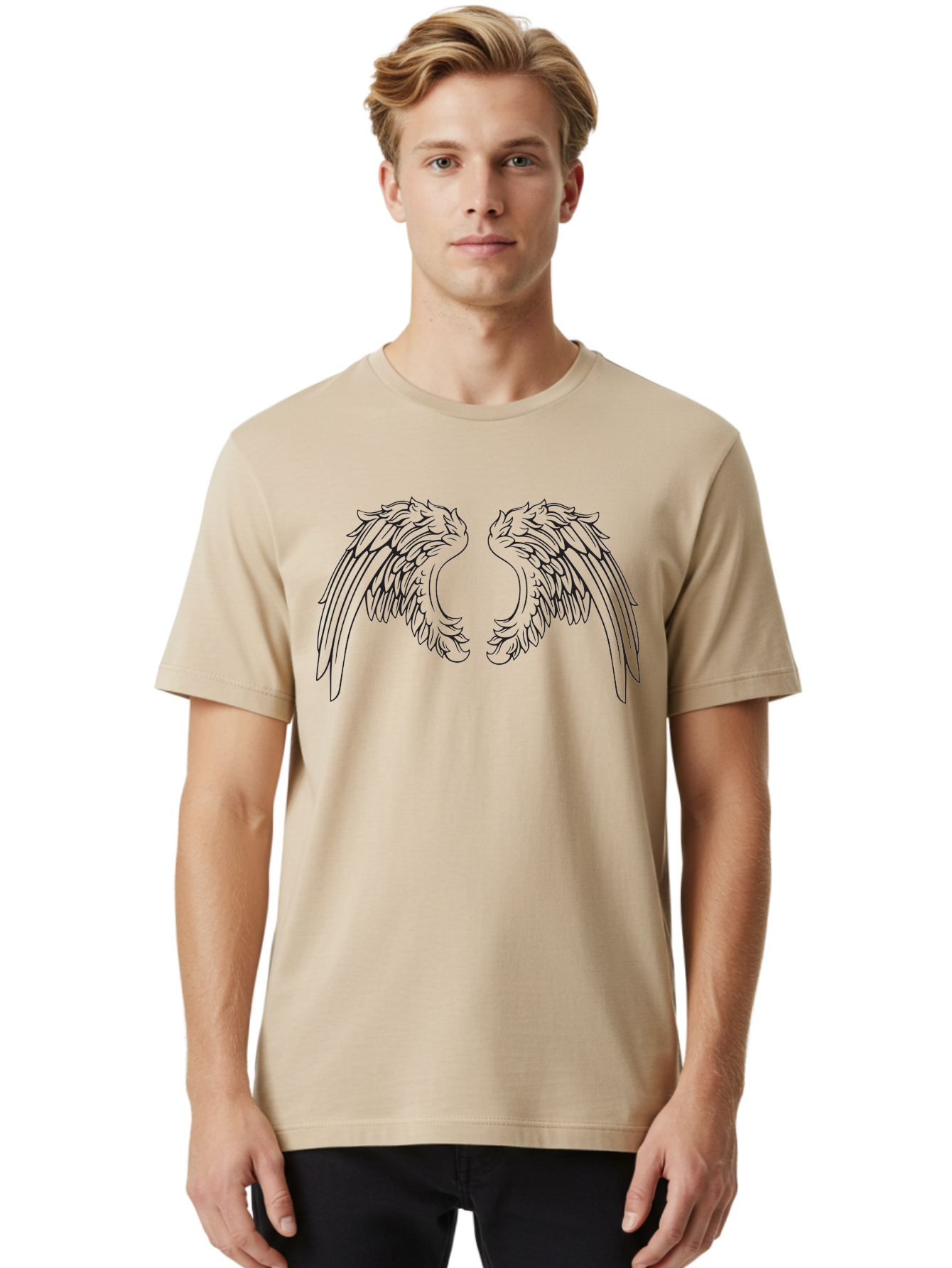Angel-Wings Men'S Graphic Tee, 100% Cotton, Comfortable Casual Summer Wear, Machine Washable, Angel Wings, Wing Illustration, Feathered Wings, Spiritual Symbolism, Divine Protection, Mystical Art, Wing Design, Ethereal Elegance Aac478 6