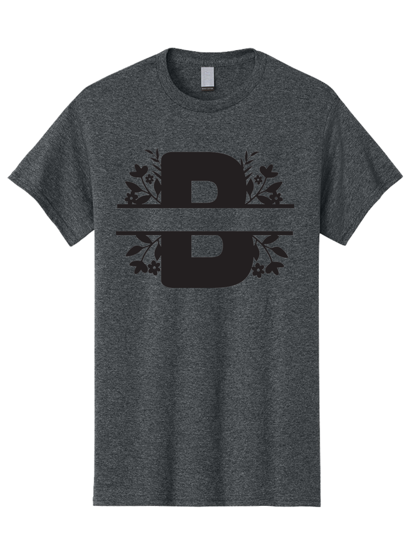 B-Floral Men'S Graphic Tee, 100% Cotton, Comfortable Casual Summer Wear, Machine Washable, Floral Design, Alphabet B, Black Letters, Flower Pattern, Leaves, Floral Arrangement, Typography Aac483 29